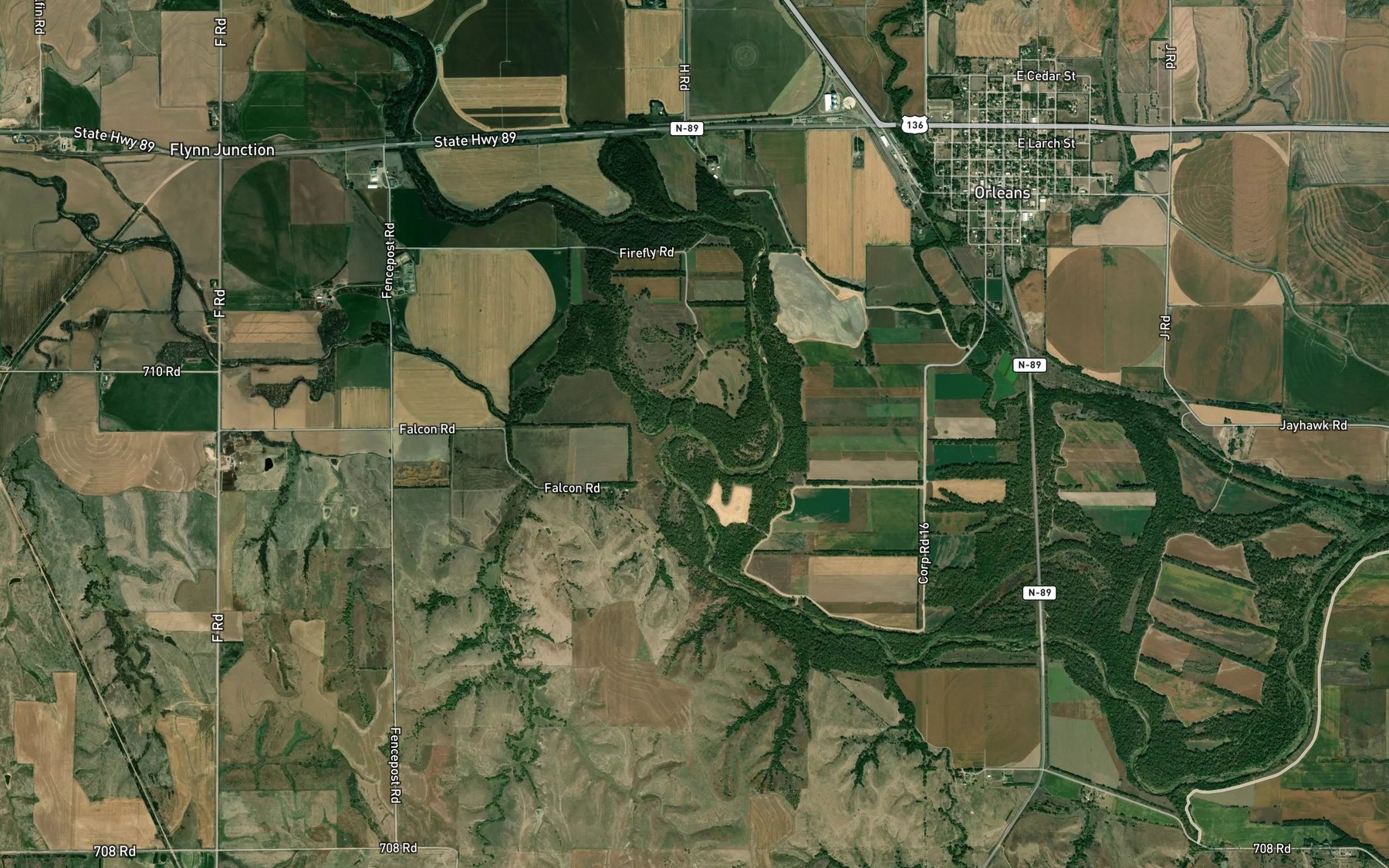 Satellite map of the Sappa Creek