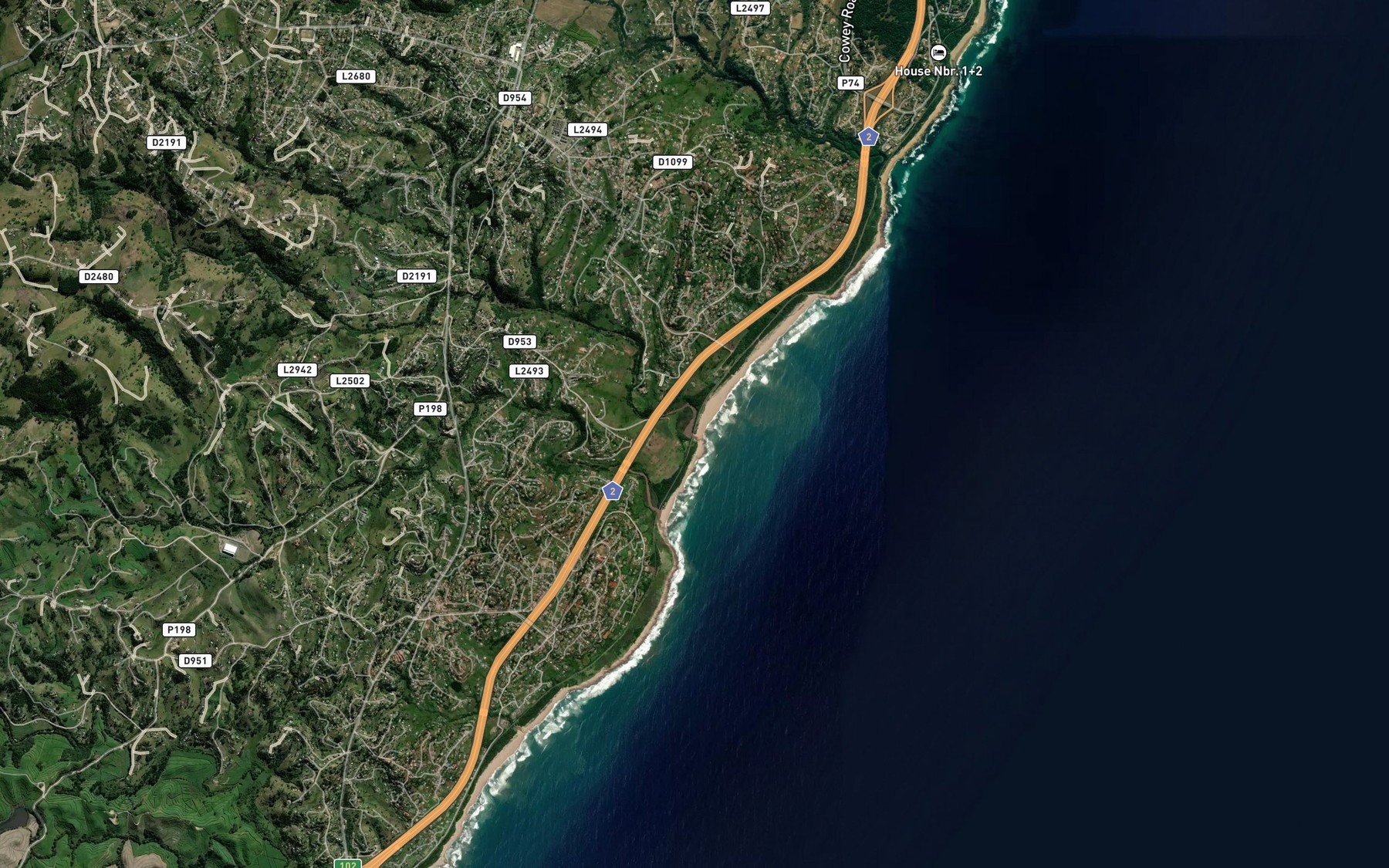 Satellite map of the KwaMakosi