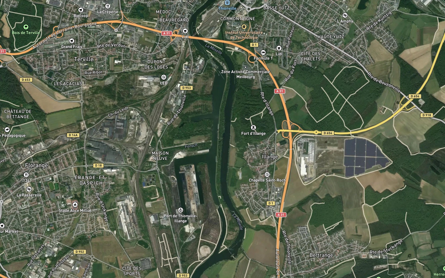 Satellite map of the Fensch