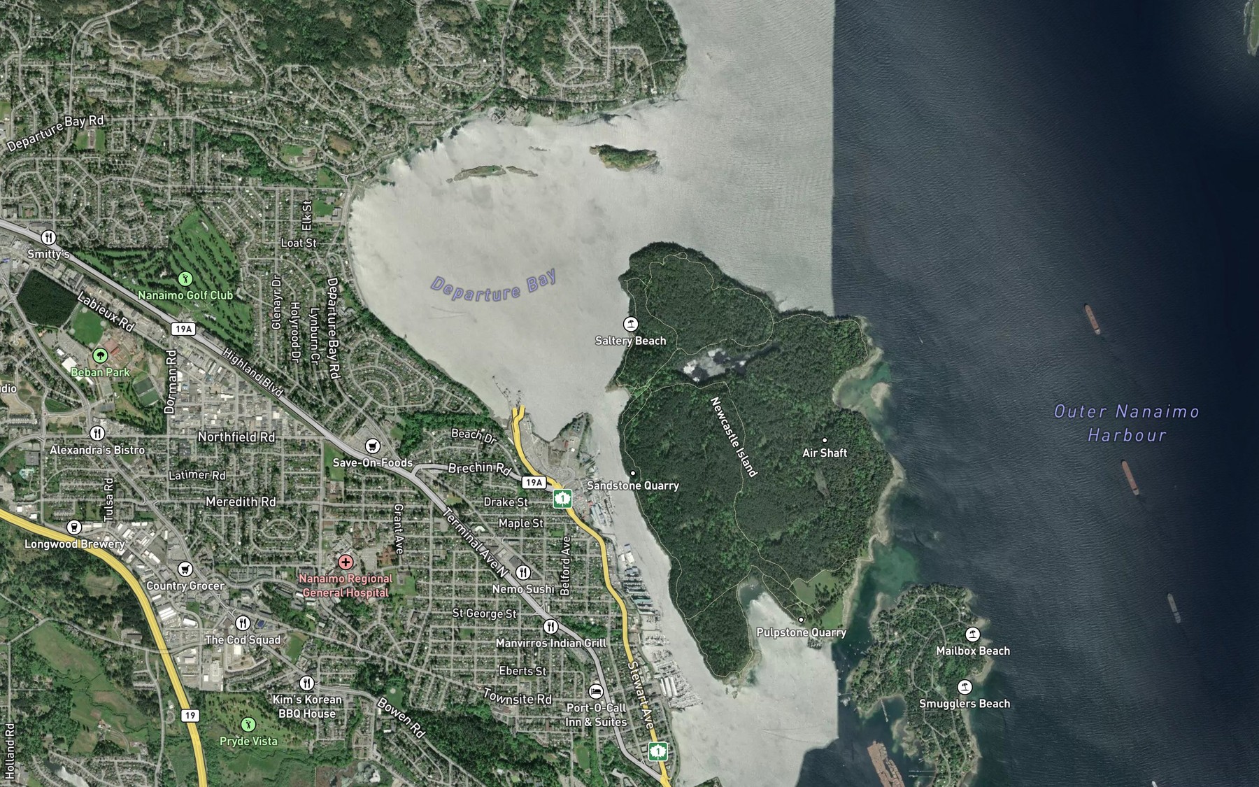 Satellite map of the Midden Bay