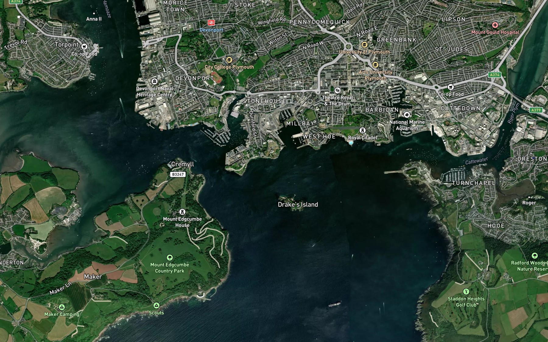 Satellite map of the Drake Channel