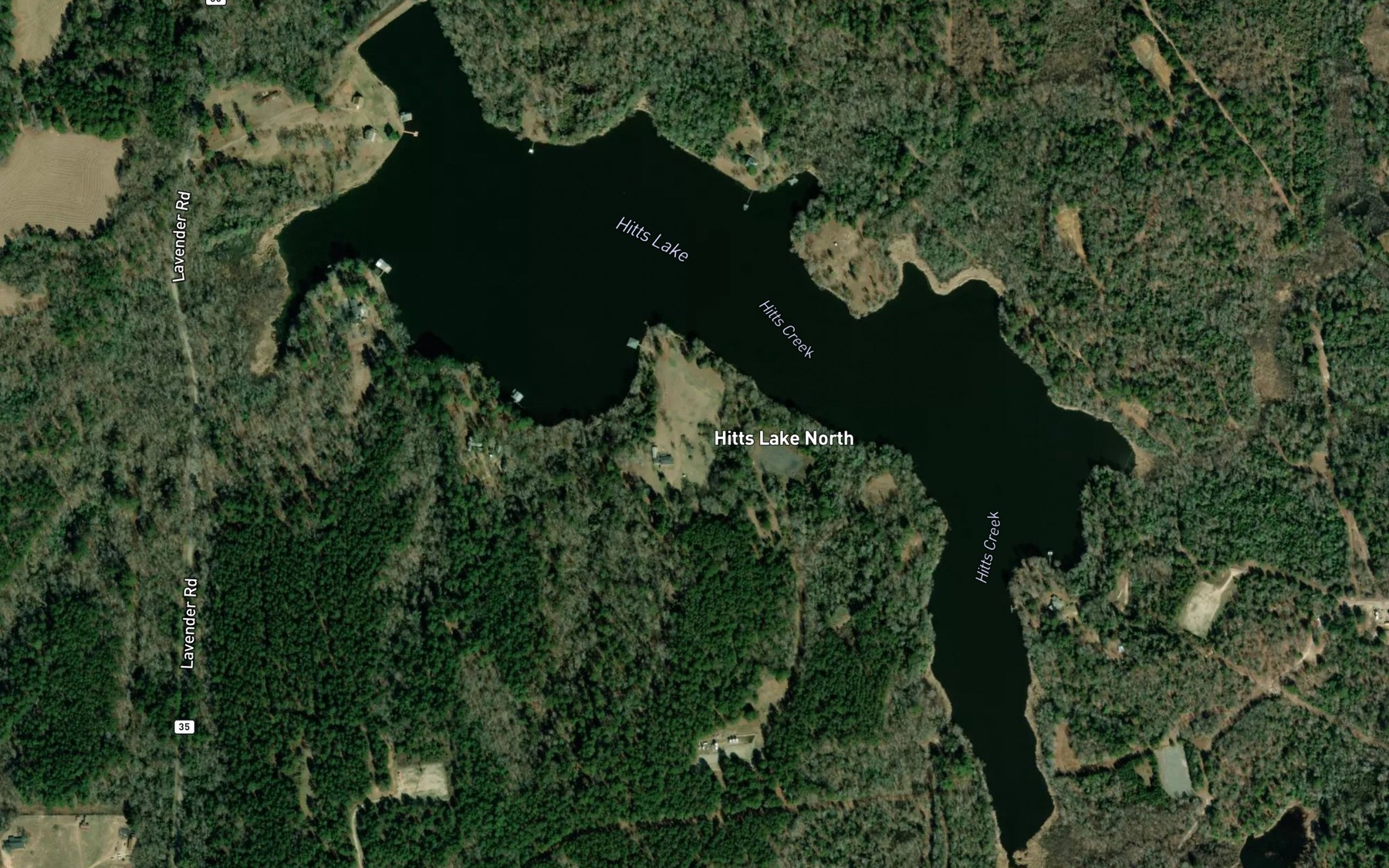 Satellite map of the Hitts Lake