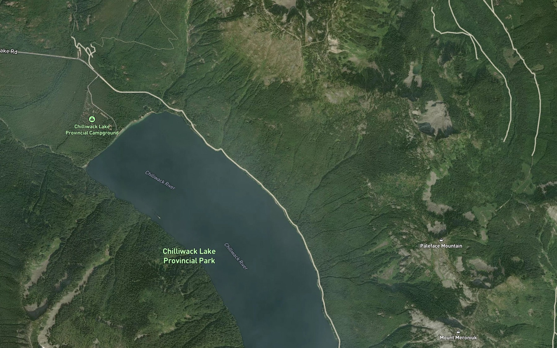 Satellite map of the Radium Creek