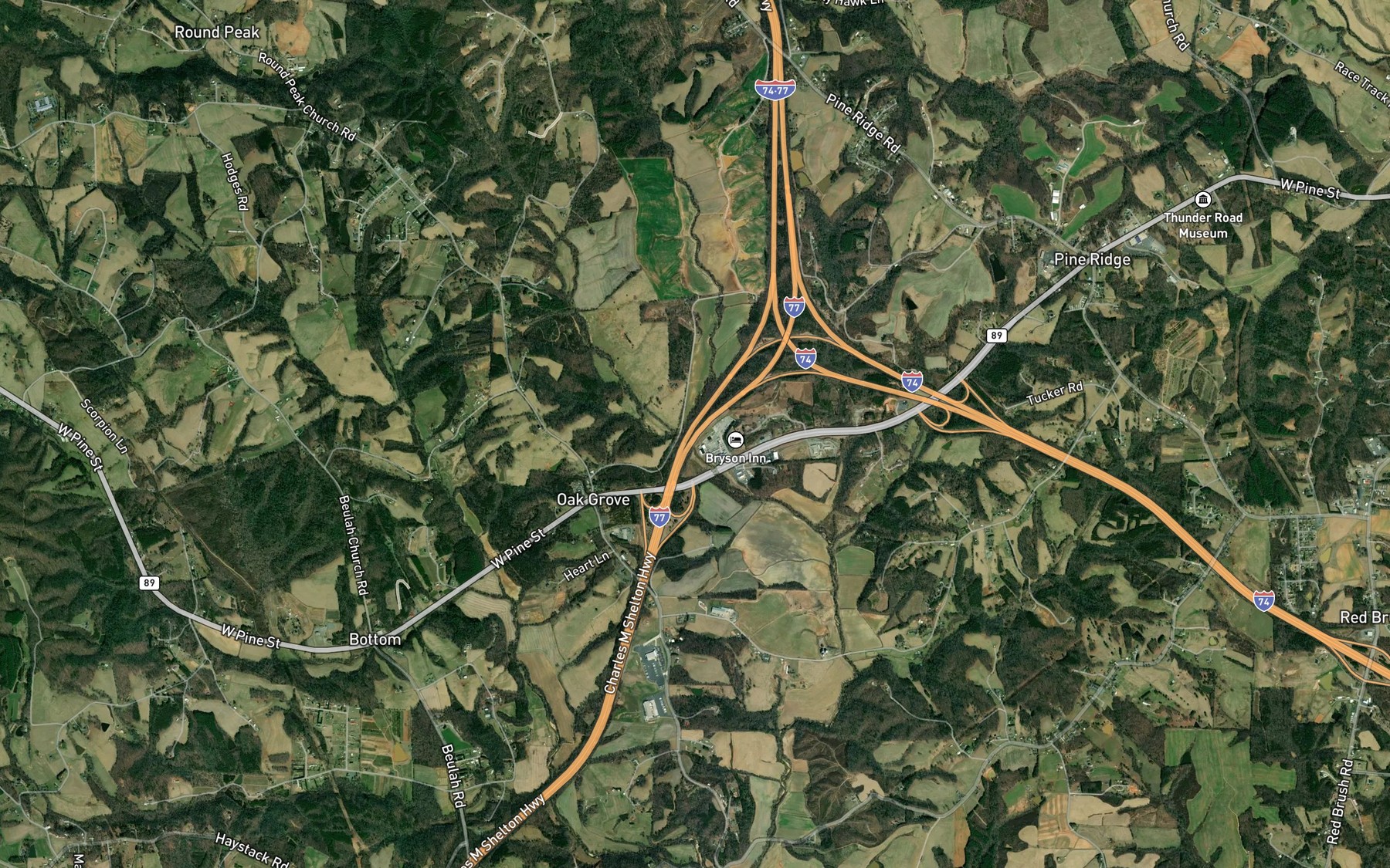 Satellite map of the Ring Creek