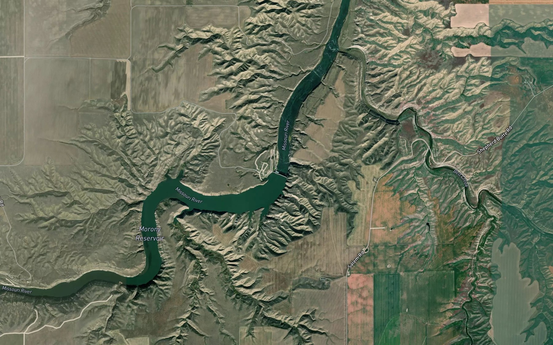 Satellite map of the Morony Reservoir