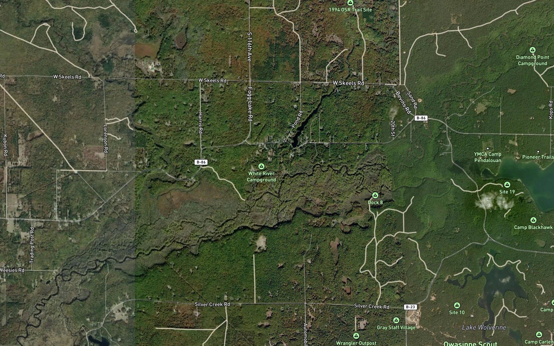 Satellite map of the Sand Creek