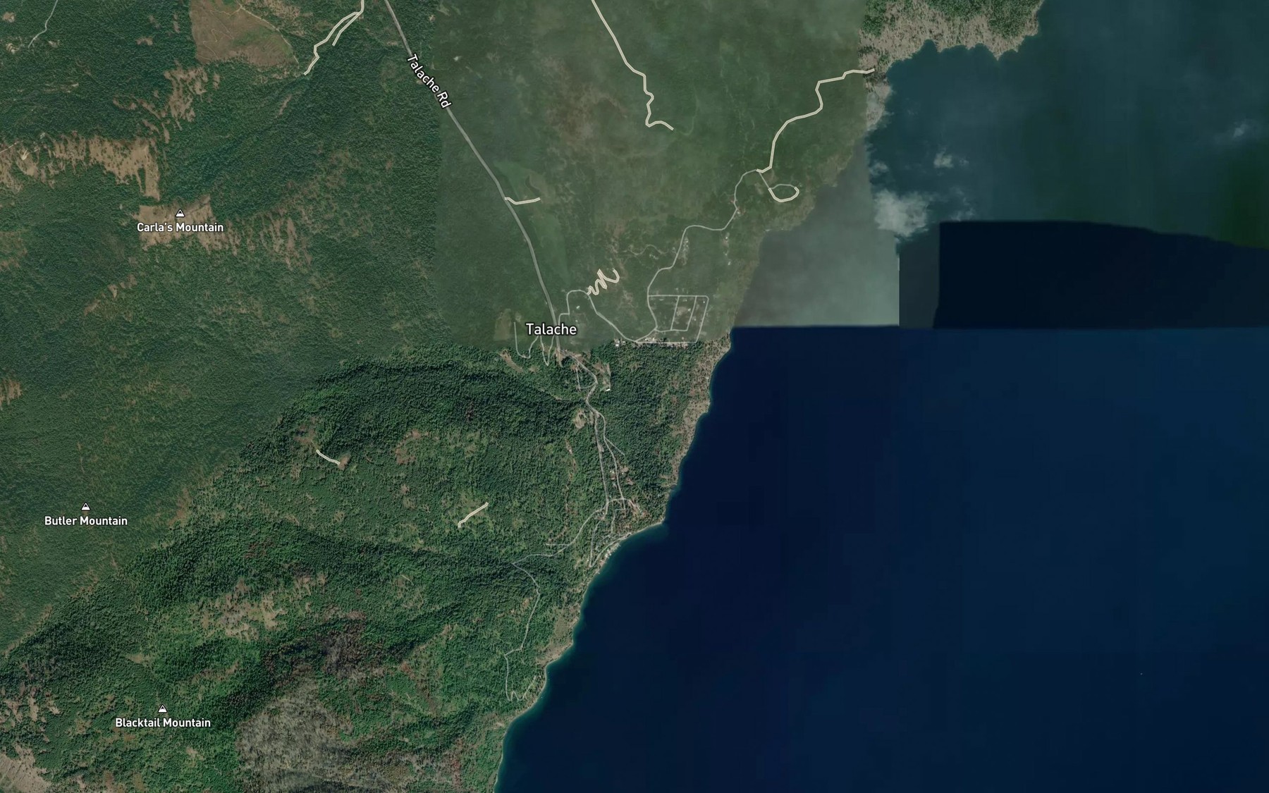 Satellite map of the Talache Creek