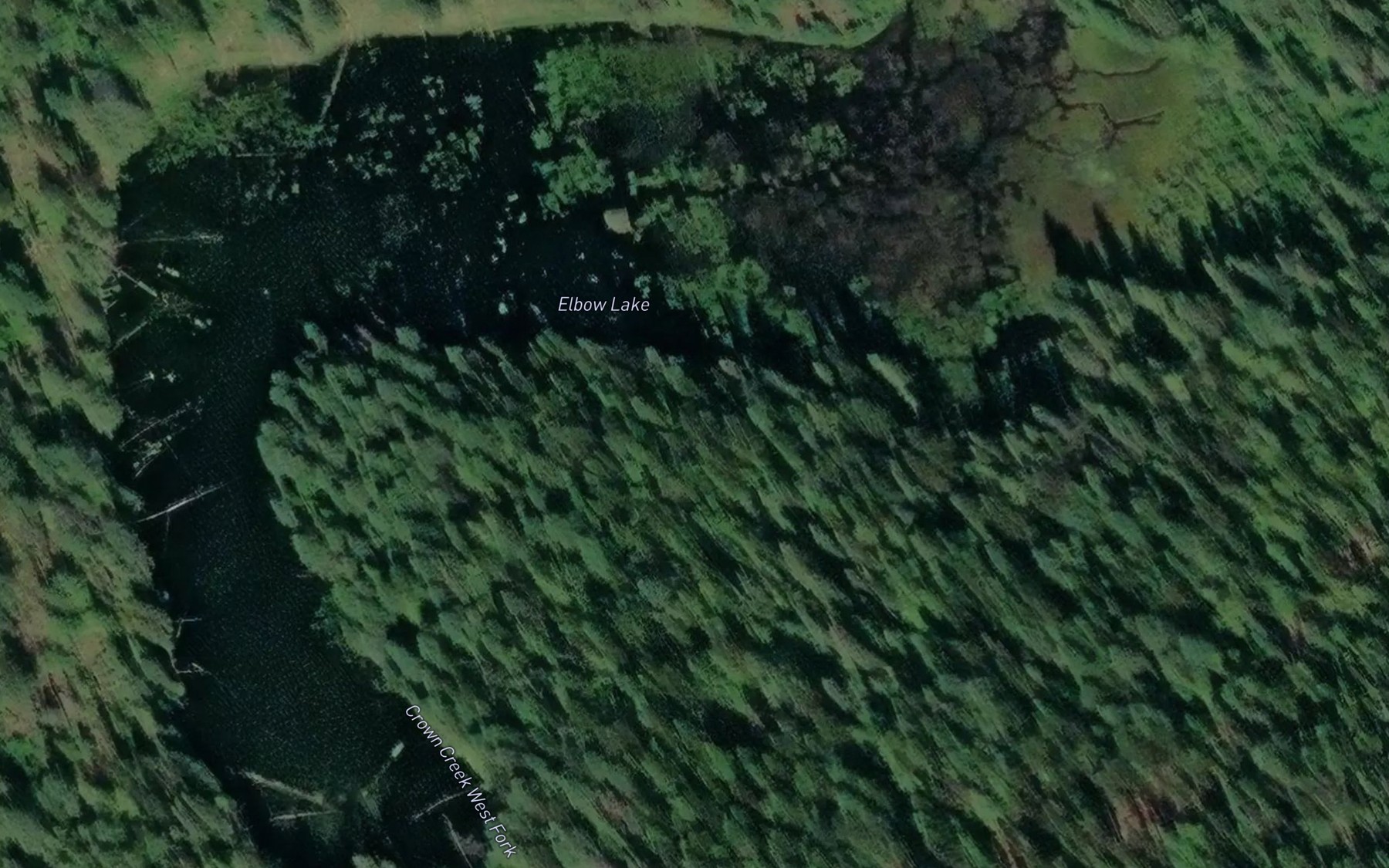 Satellite map of the Elbow Lake