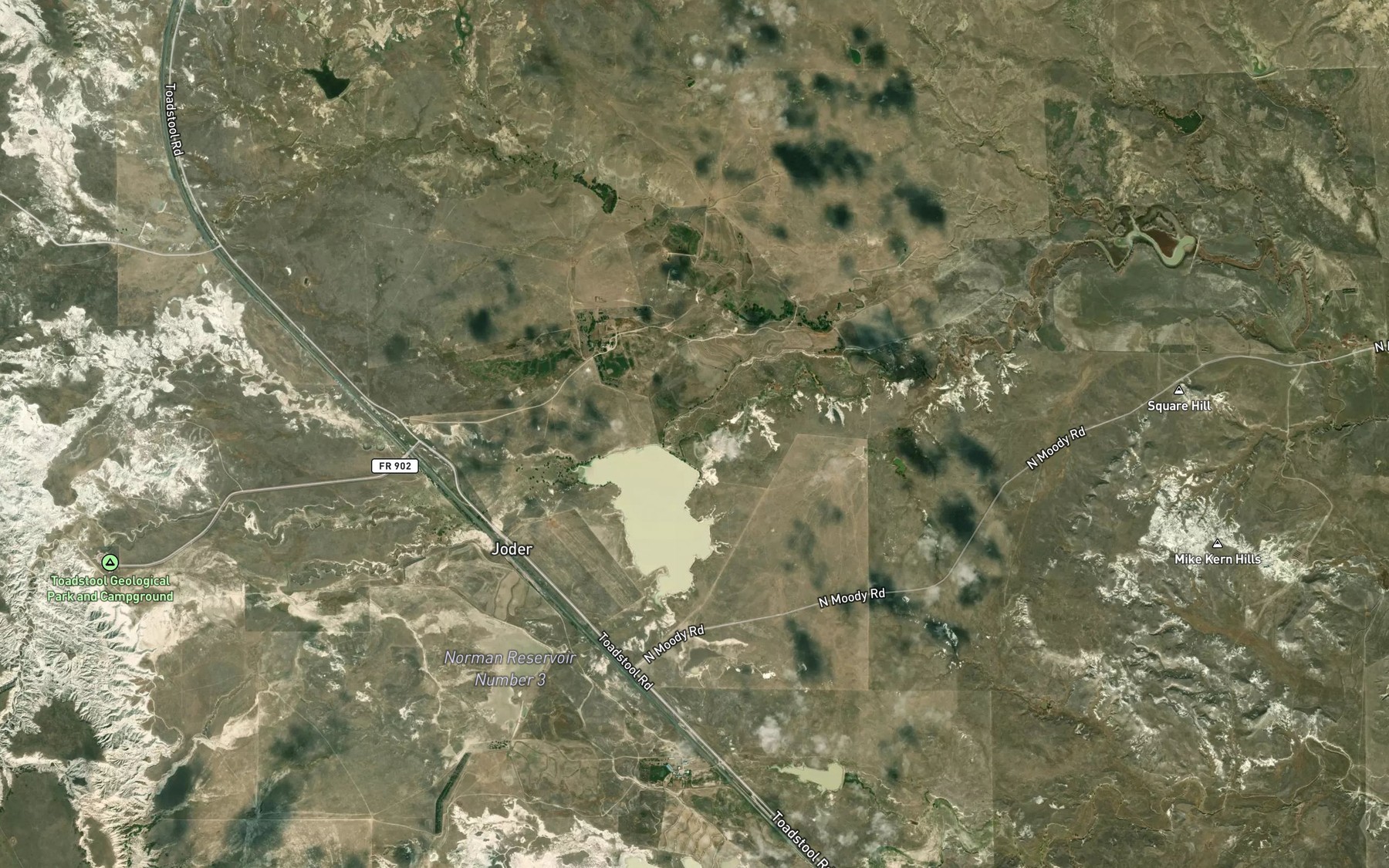 Satellite map of the Carbody Reservoir