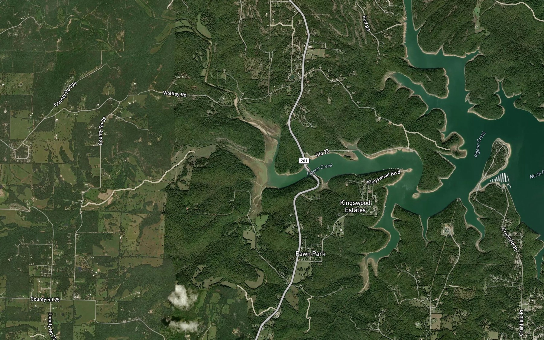 Satellite map of the Little Pigeon Creek