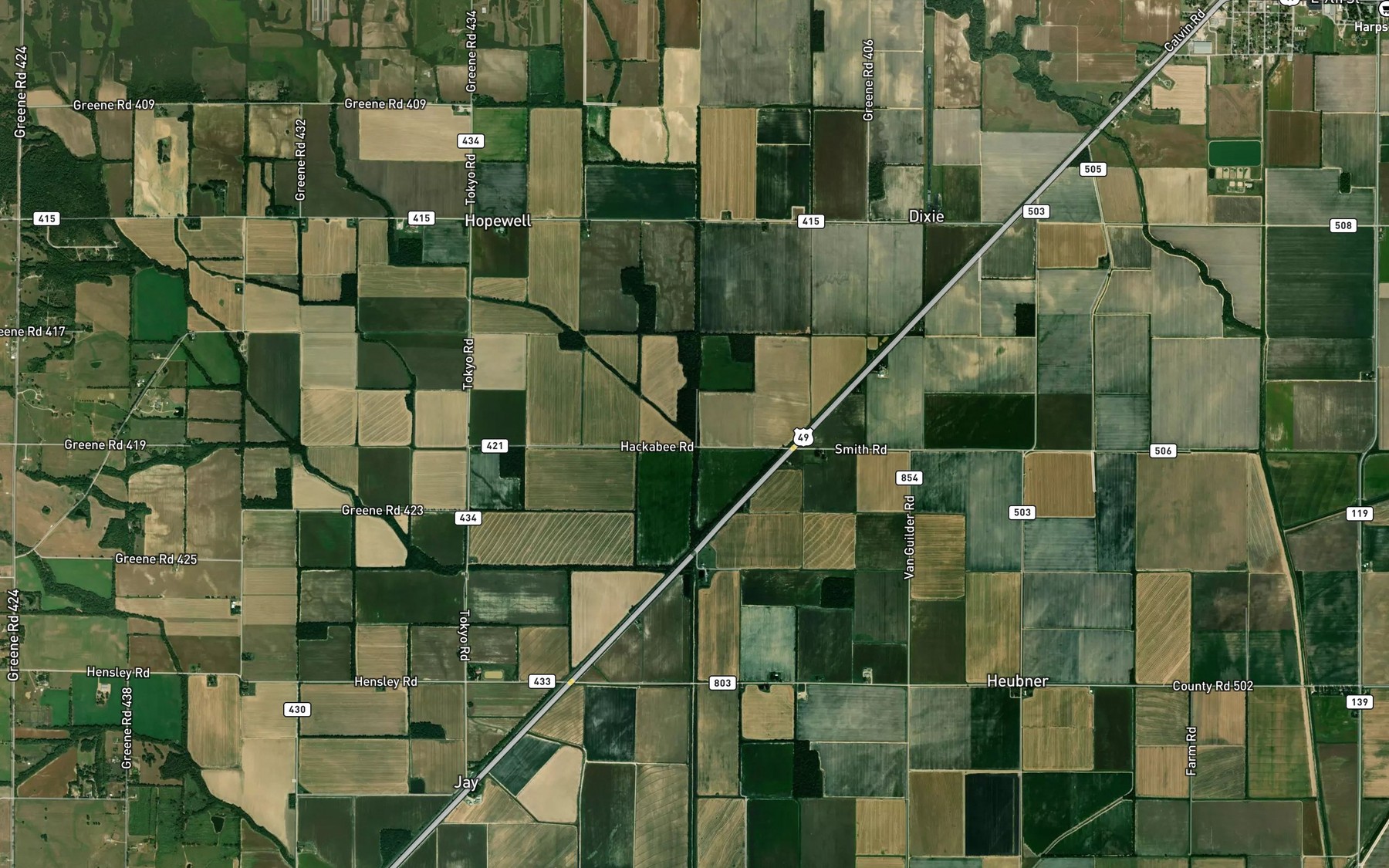 Satellite map of the Fox Creek