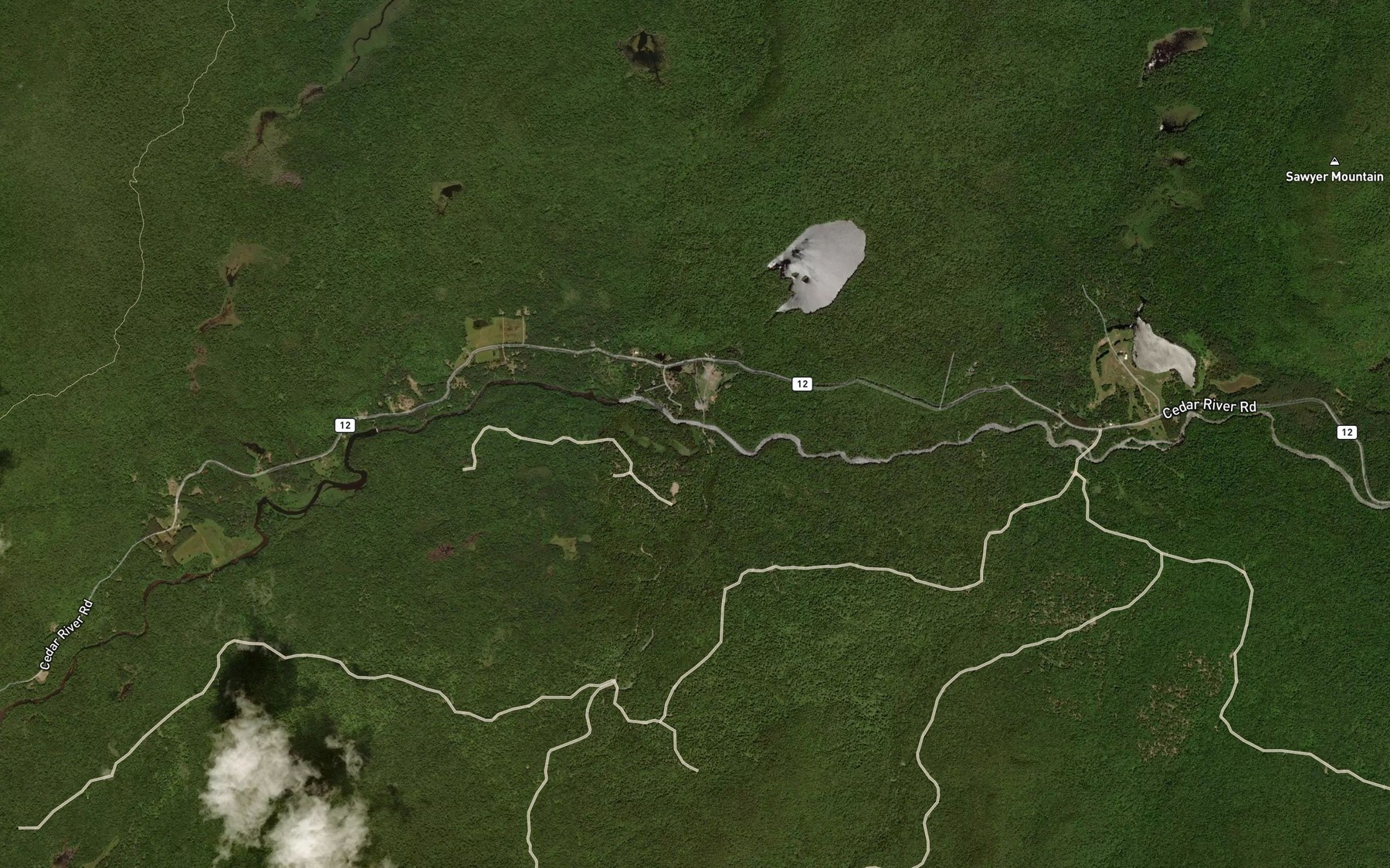 Satellite map of the Sprague Brook