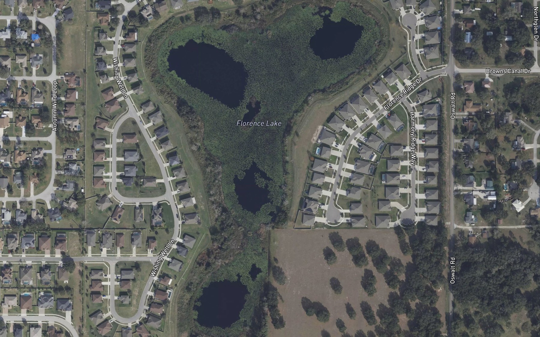Satellite map of the Florence Lake