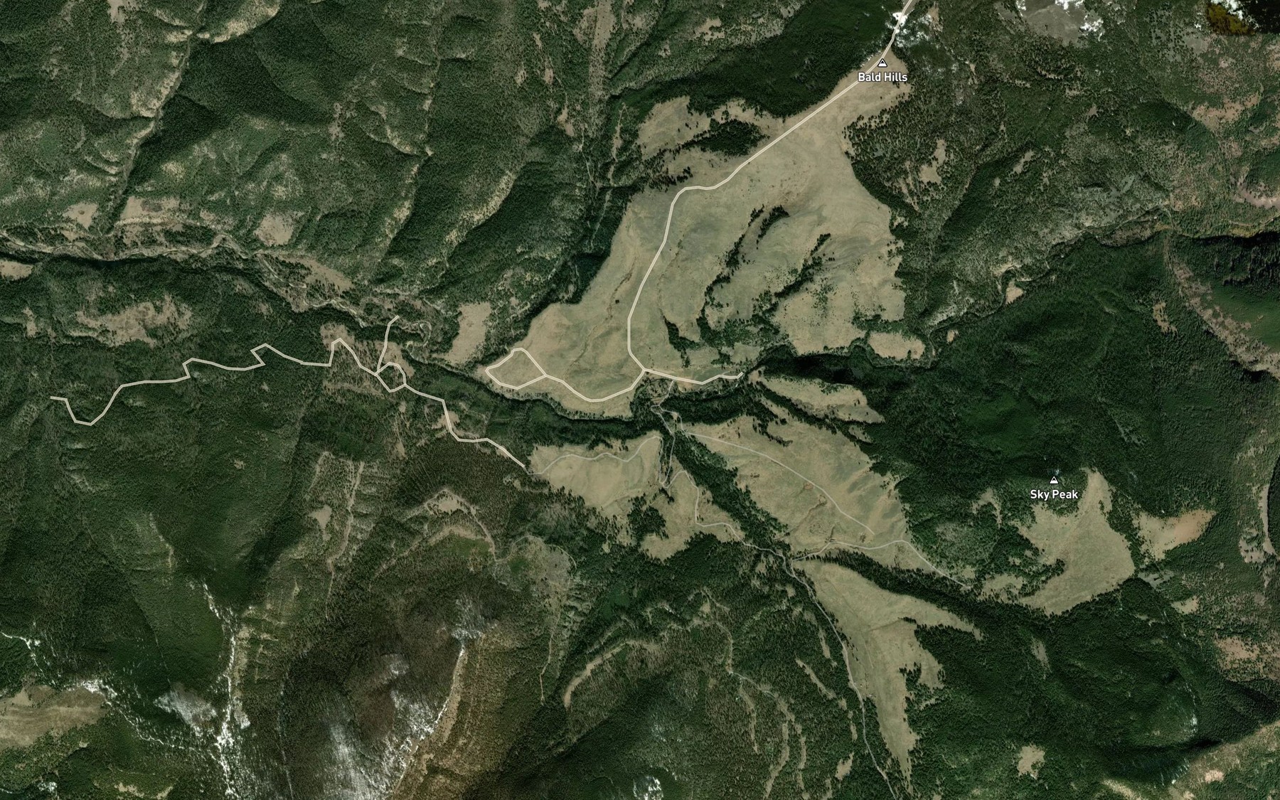 Satellite map of the South Fork Tenderfoot Creek
