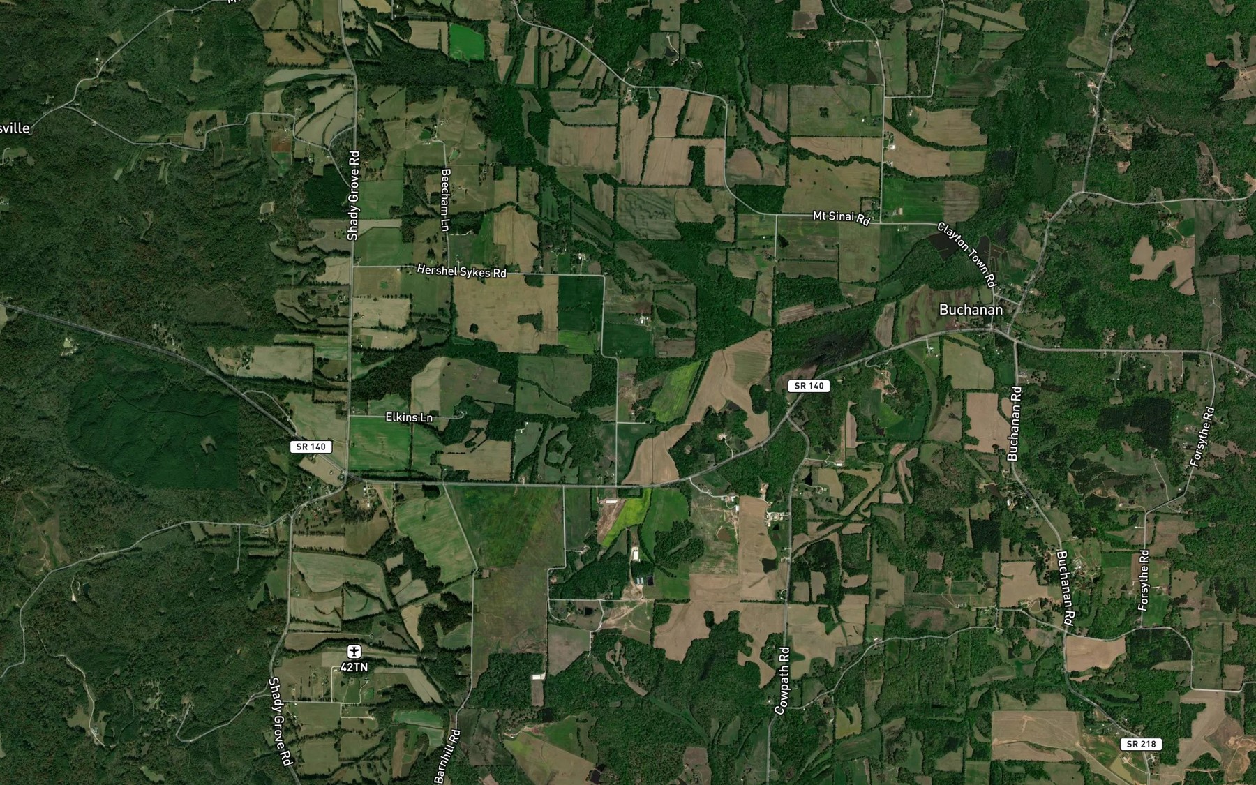Satellite map of the South Fork Blood River Drainage Ditch