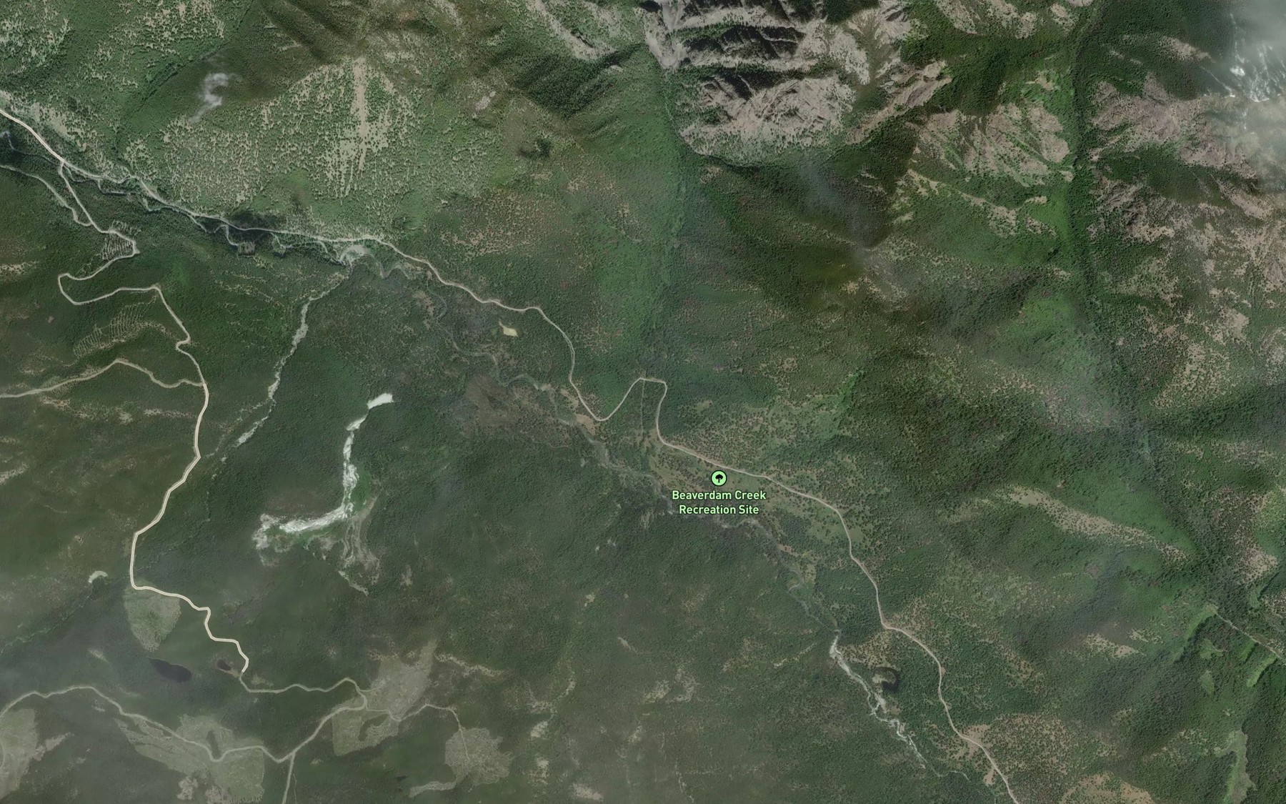 Satellite map of the Beaverdam Creek