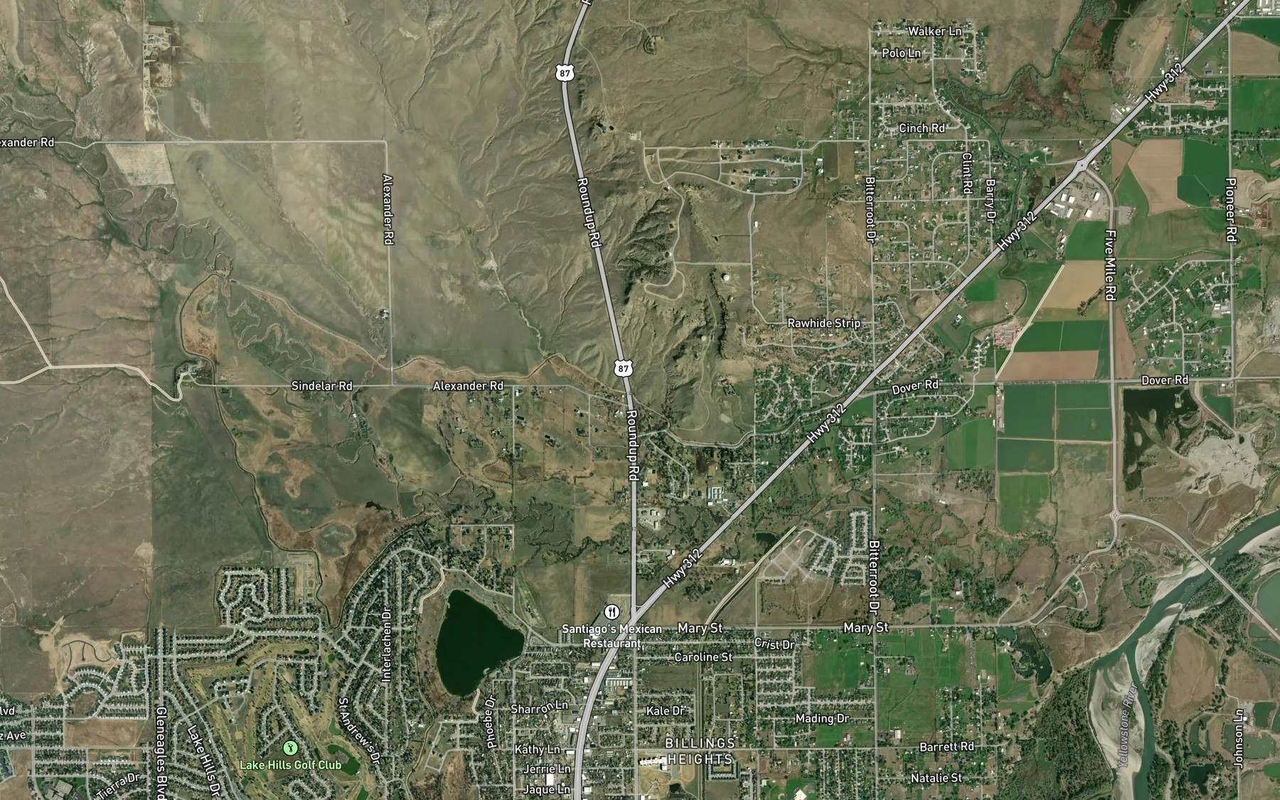 Satellite map of the Billings Bench Water Association Canal