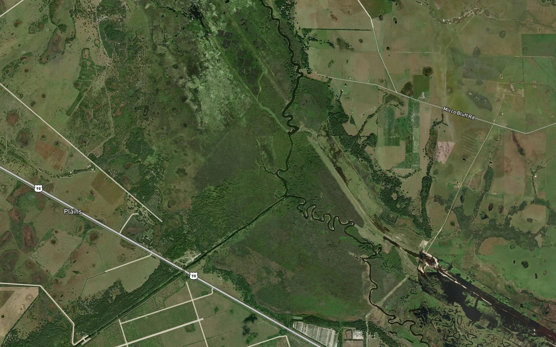 Satellite map of the Istokpoga Creek