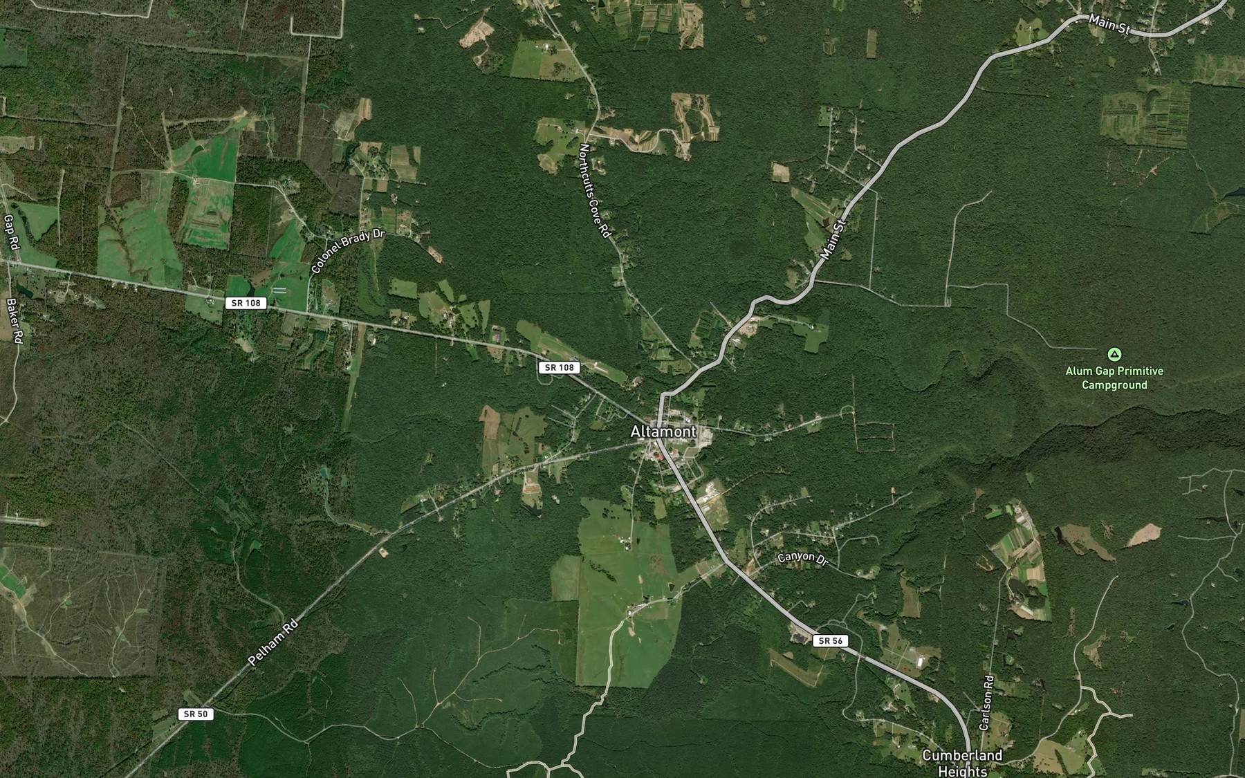 Satellite map of the Rock Creek