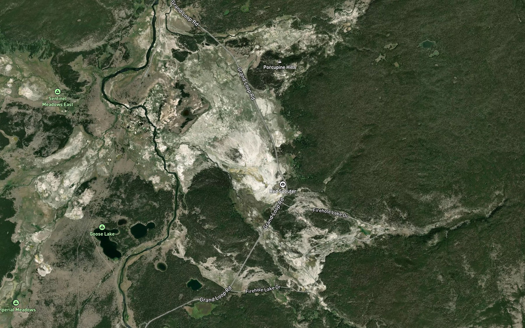 Satellite map of the Clepsydra Geyser