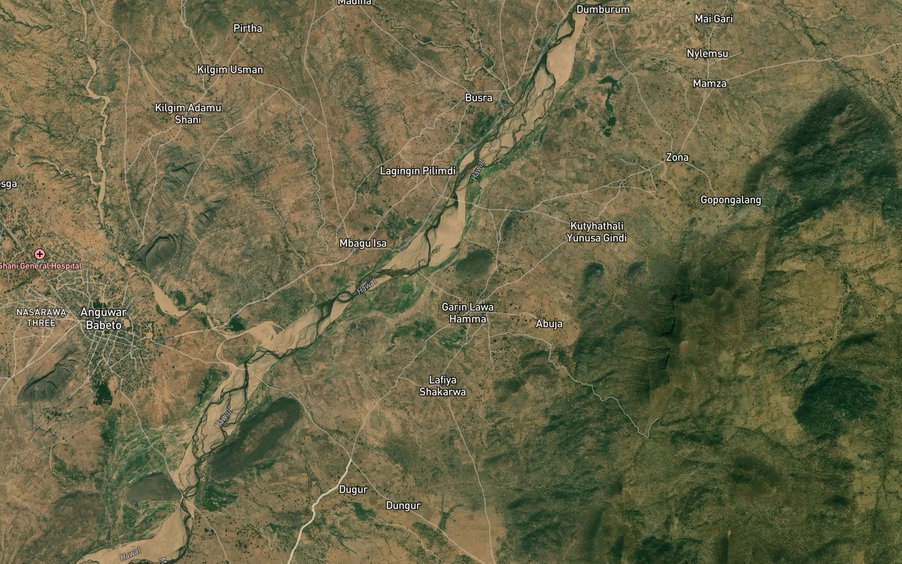 Satellite map of the Gahri Lakes