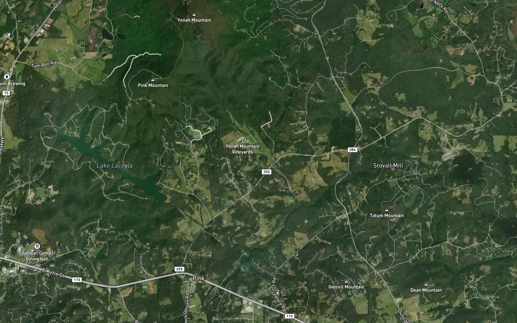 Satellite map of the Garner Pond