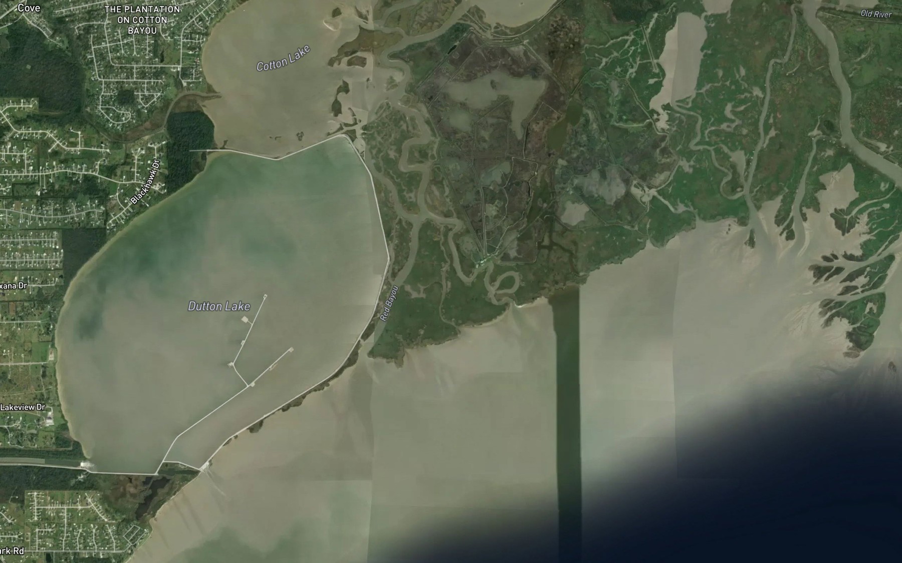 Satellite map of the Double Bayou