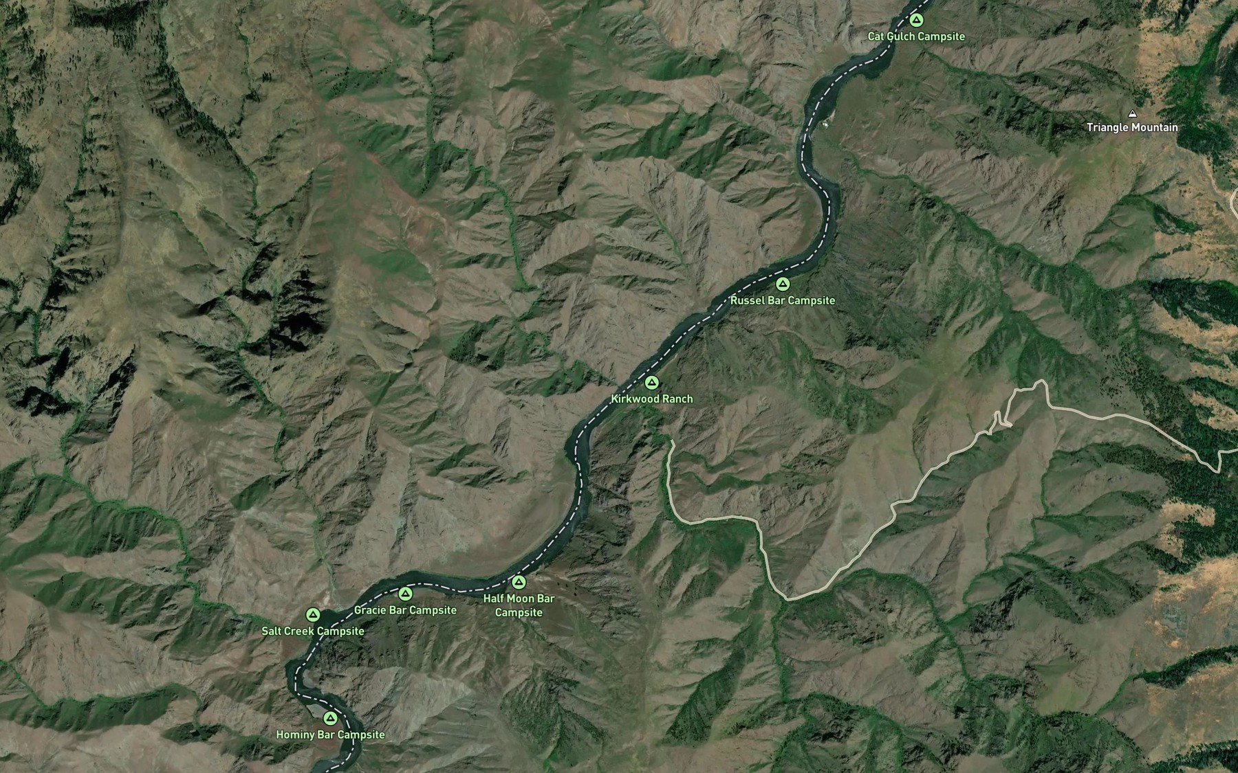 Satellite map of the Cougar Creek