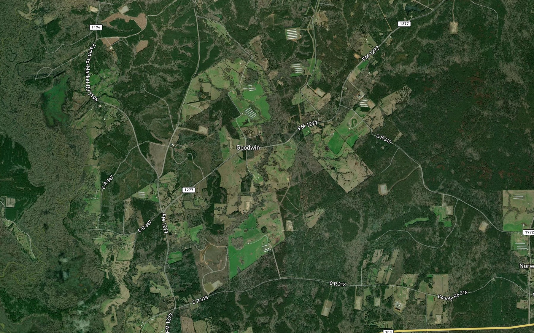 Satellite map of the Sandy Creek
