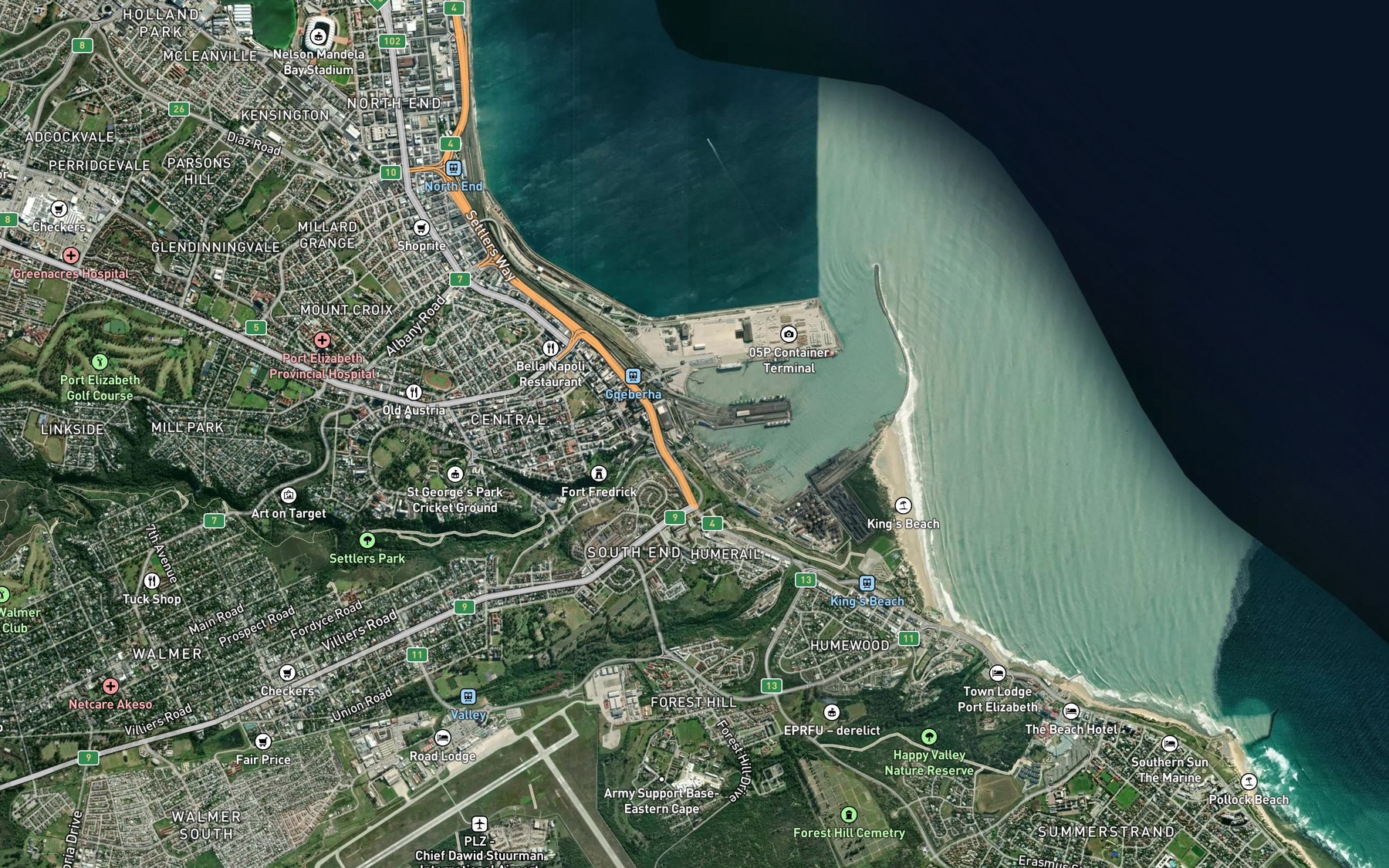 Satellite map of the Bakensrivier