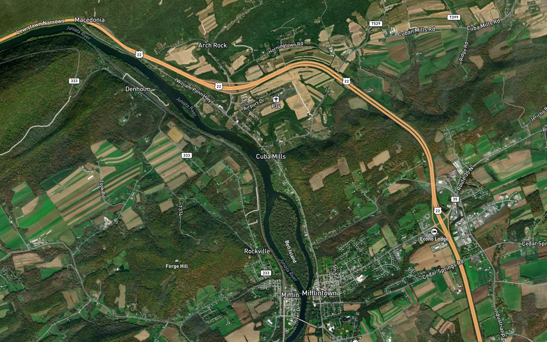 Satellite map of the Lost Creek