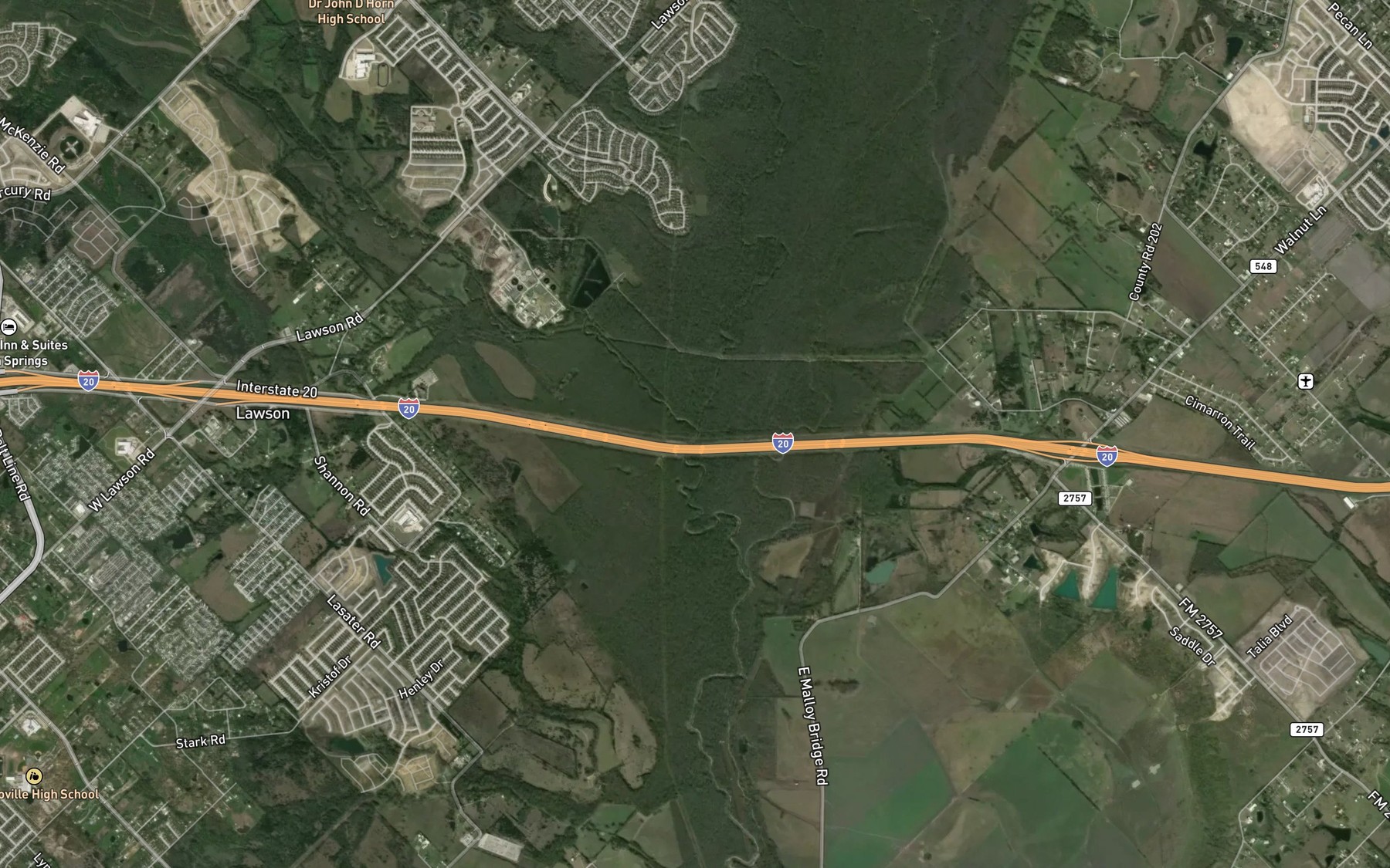 Satellite map of the South Mesquite Creek