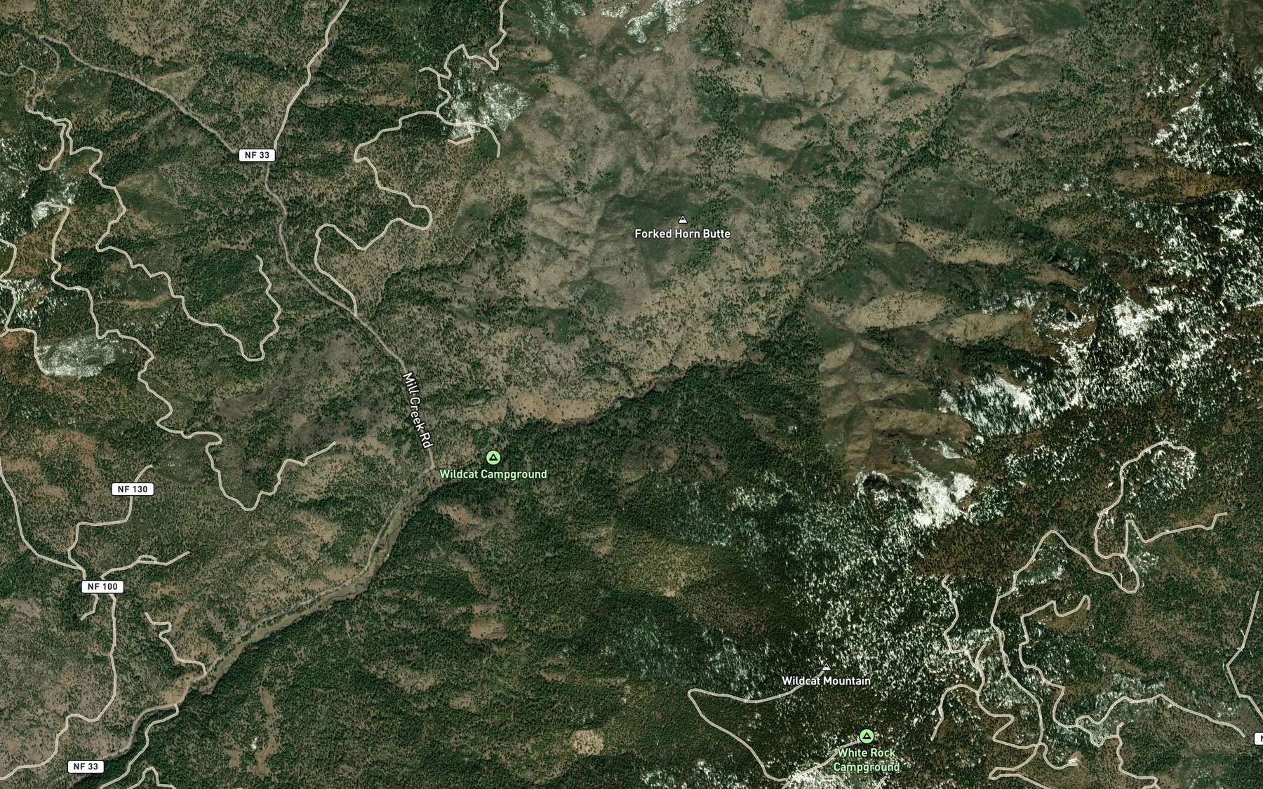 Satellite map of the Riley Creek
