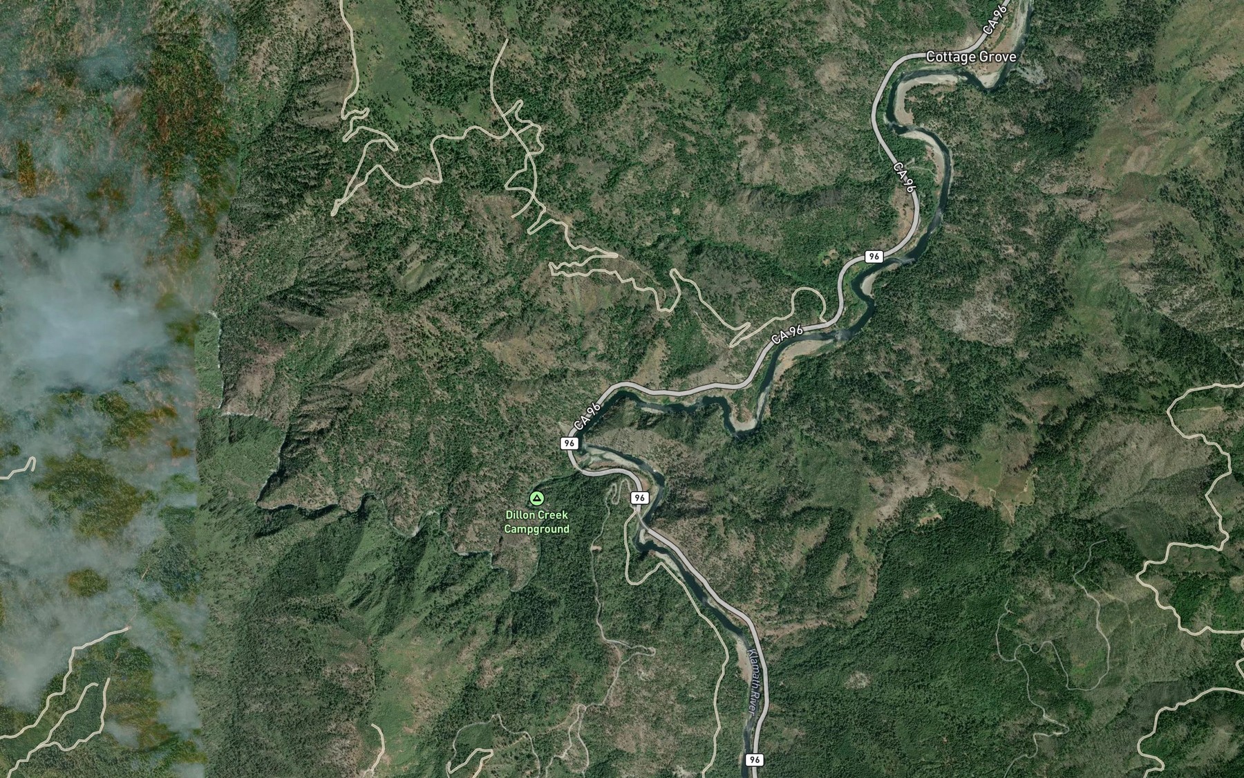 Satellite map of the Three Creeks