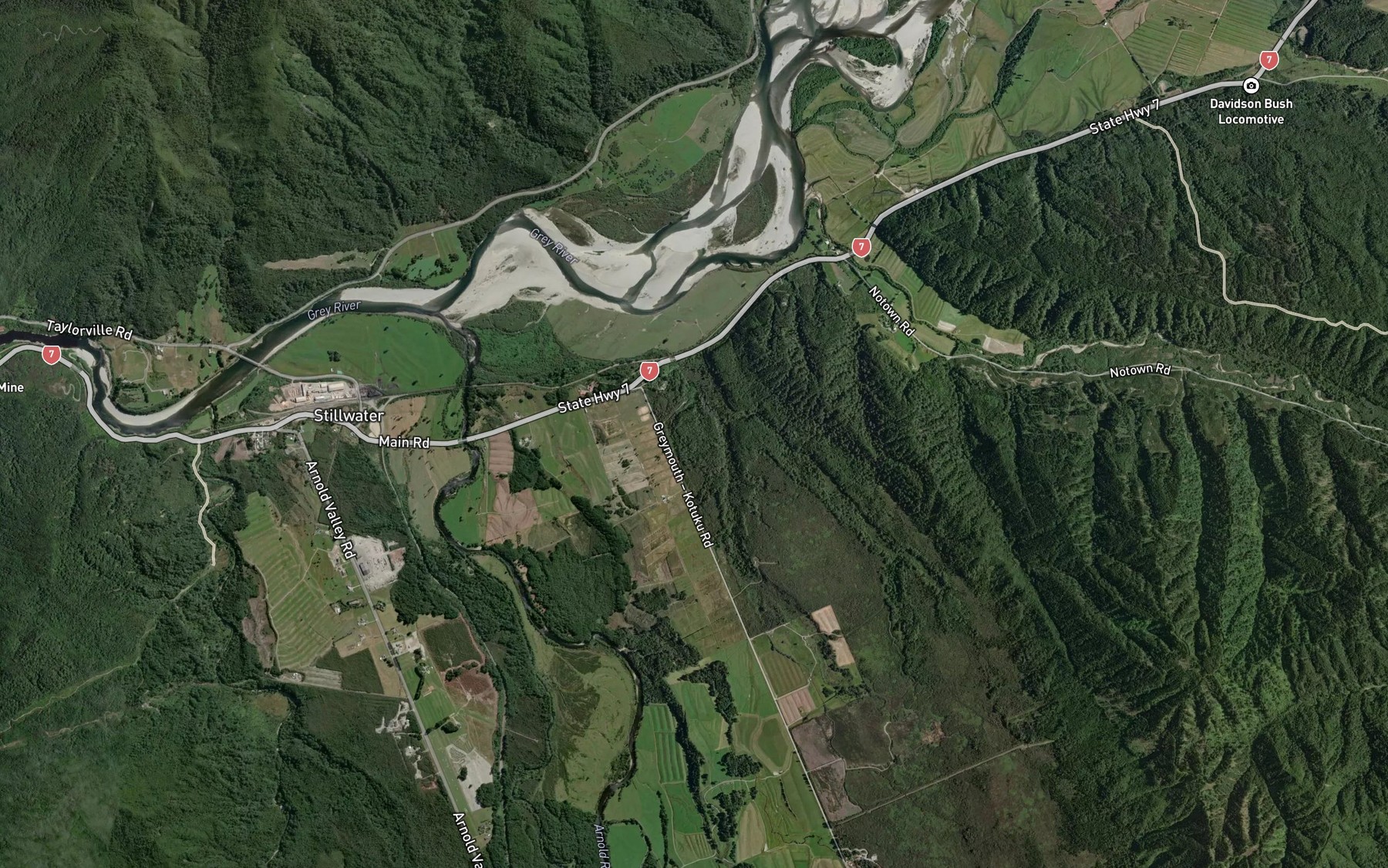 Satellite map of the Reeves Creek
