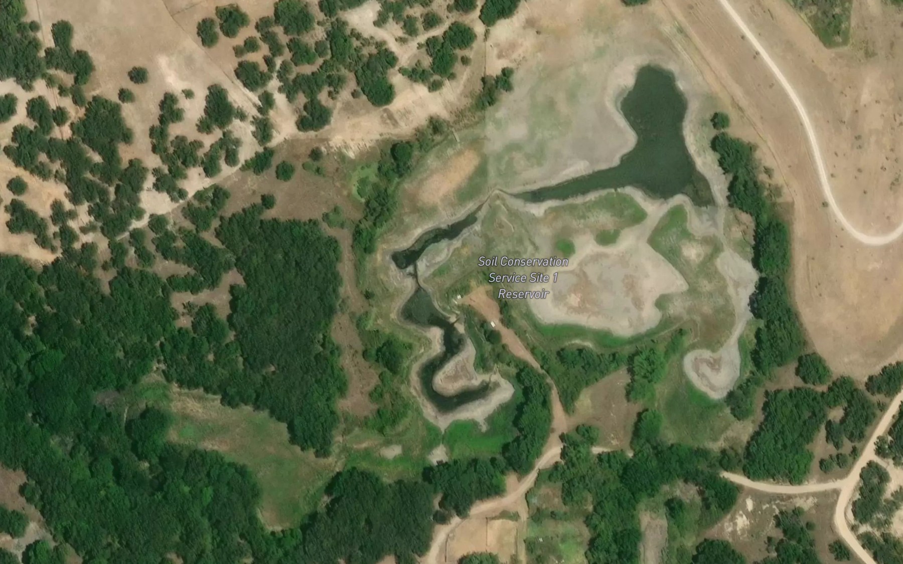 Satellite map of the Soil Conservation Service Site 1 Reservoir