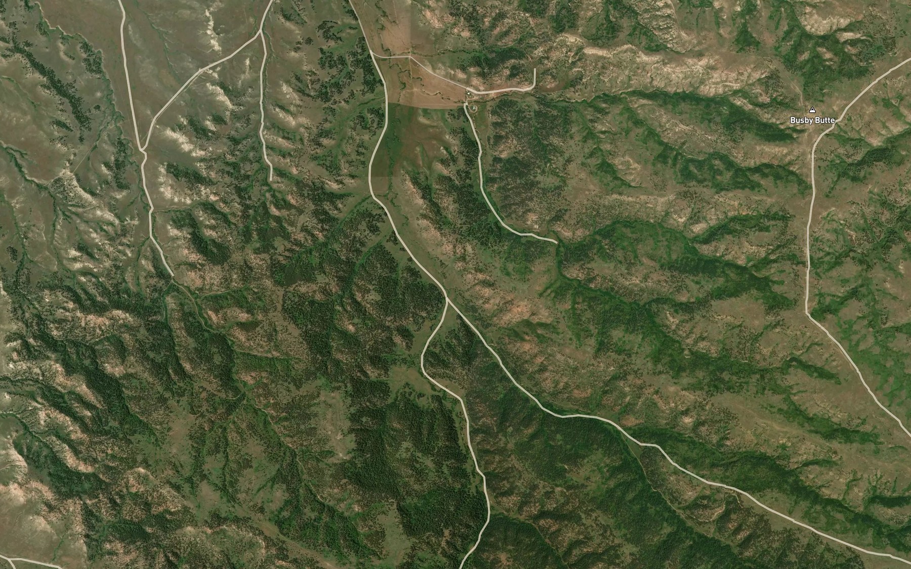 Satellite map of the South Fork Busby Creek