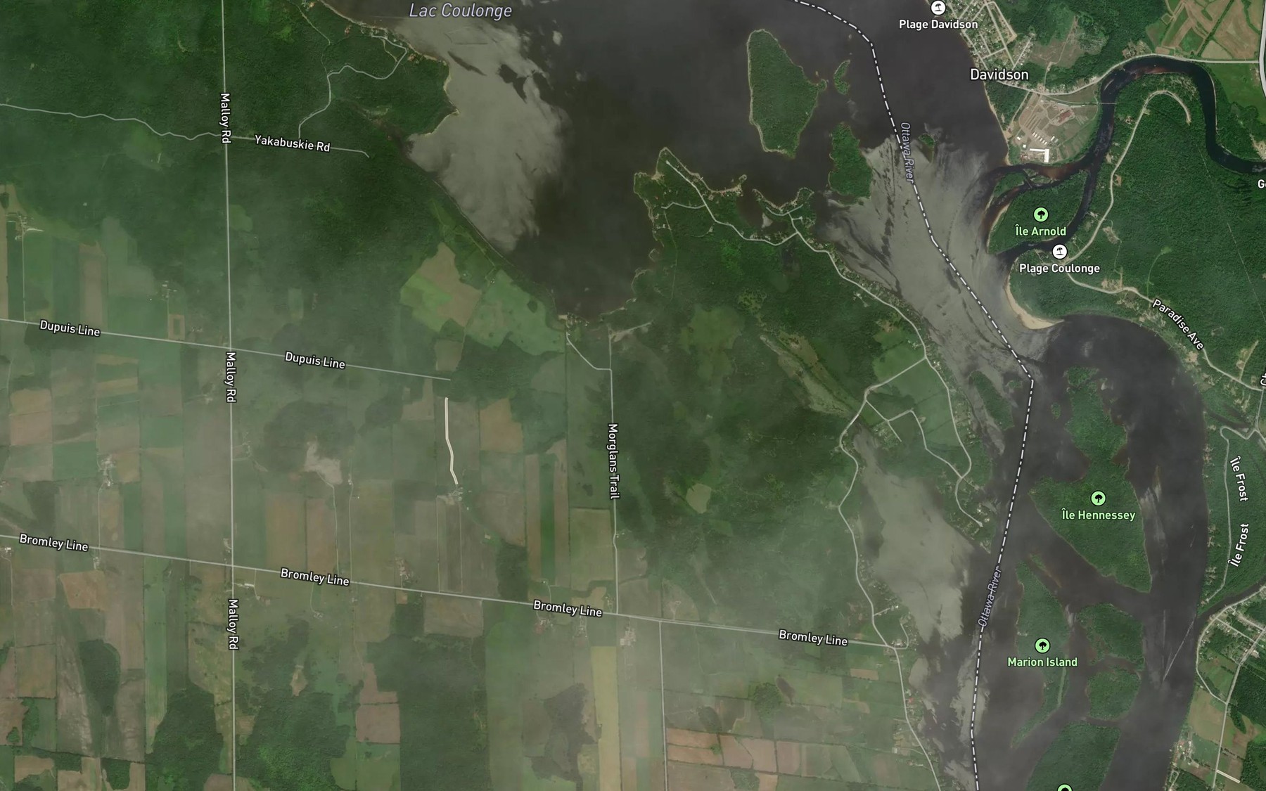 Satellite map of the Robichaud Creek