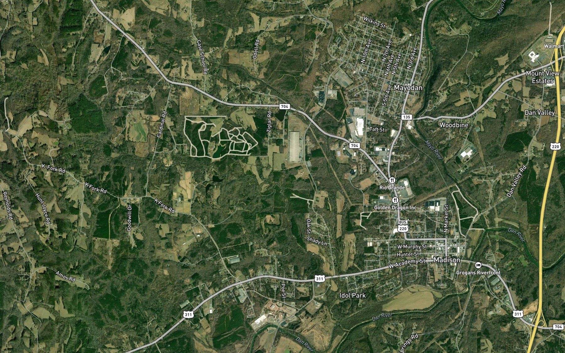Satellite map of the Grogan Estate Lake