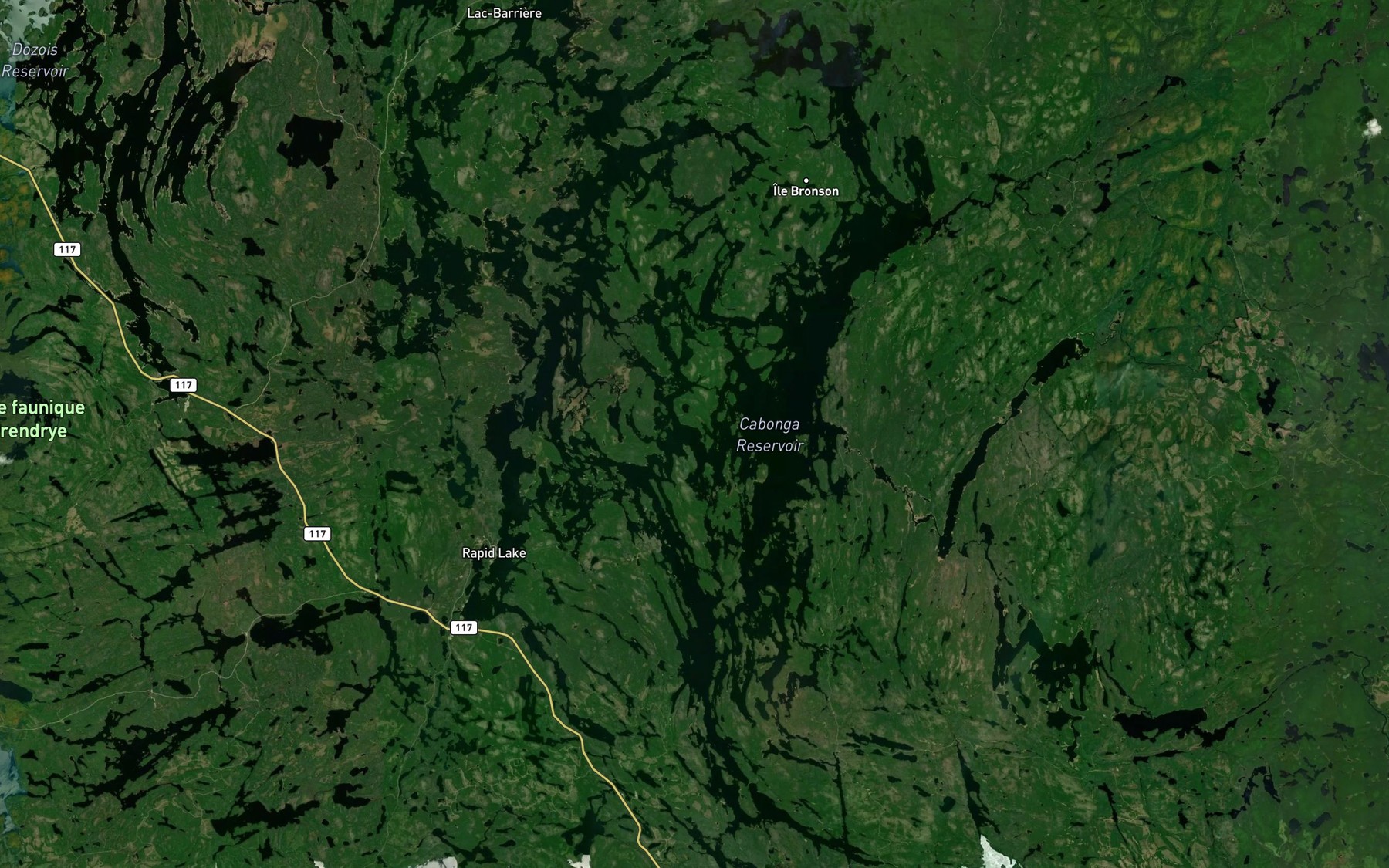 Satellite map of the Reservoir Cabonga