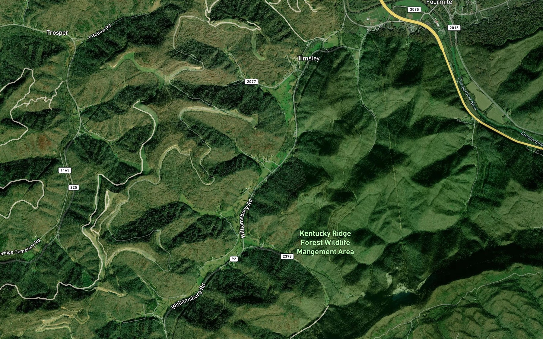 Satellite map of the Carter Branch