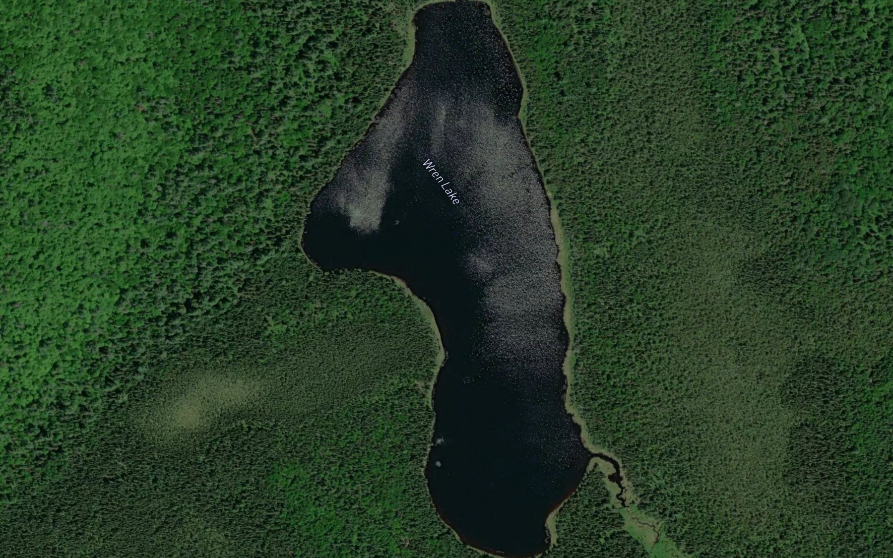 Satellite map of the Wren Lake