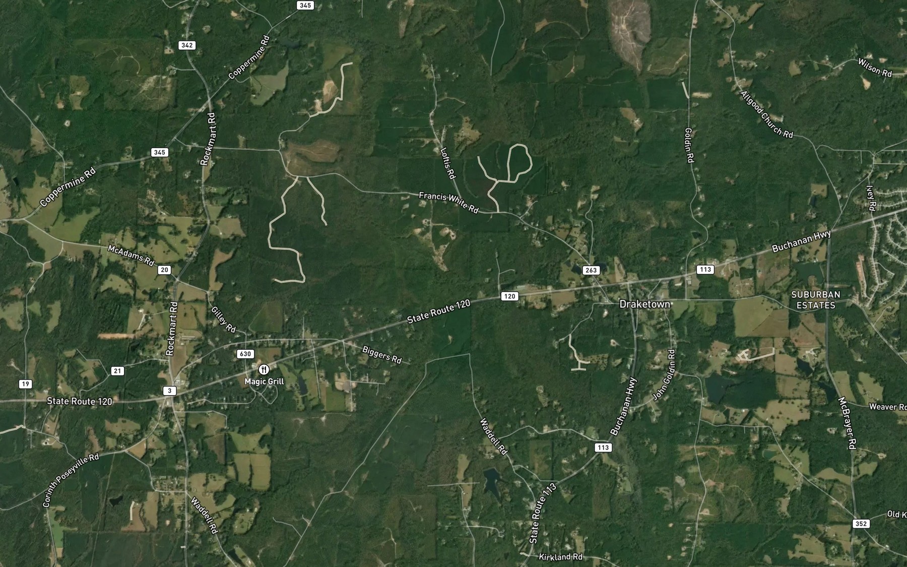 Satellite map of the Panther Creek