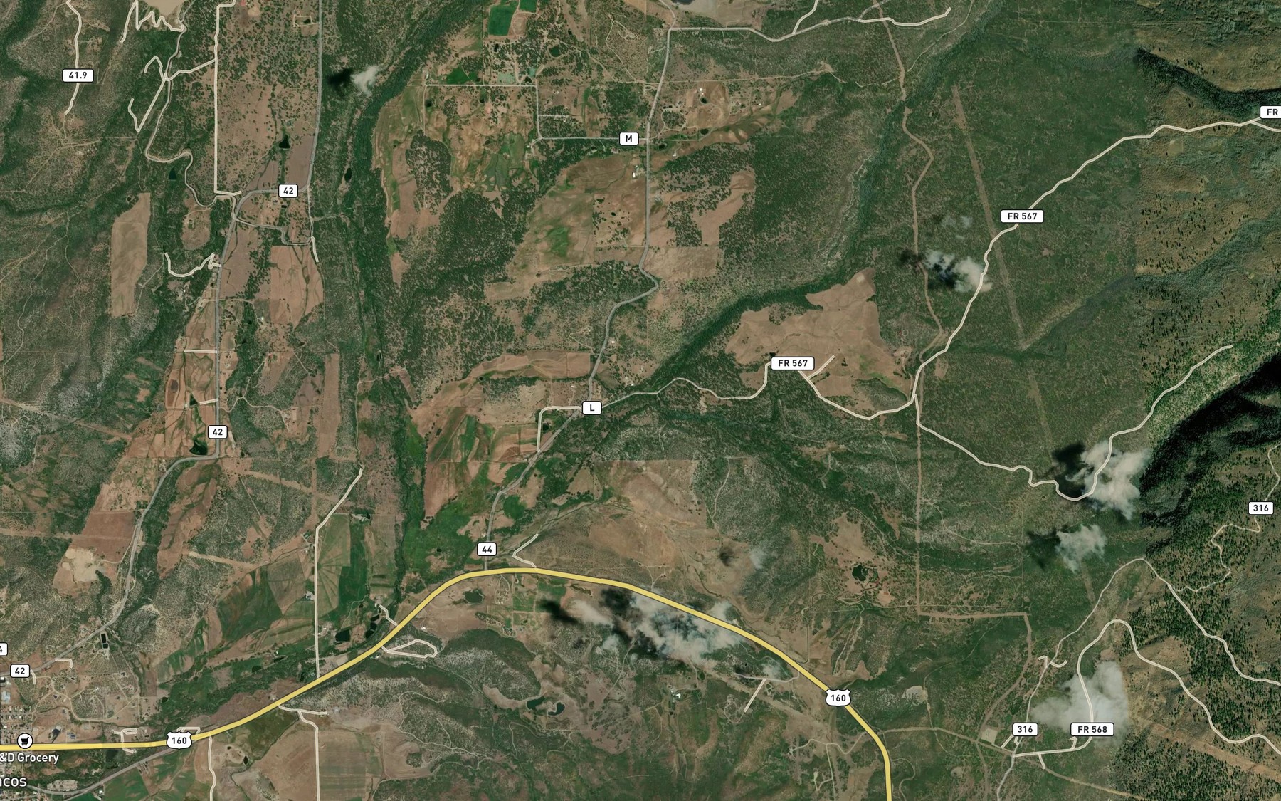 Satellite map of the Middle Mancos River