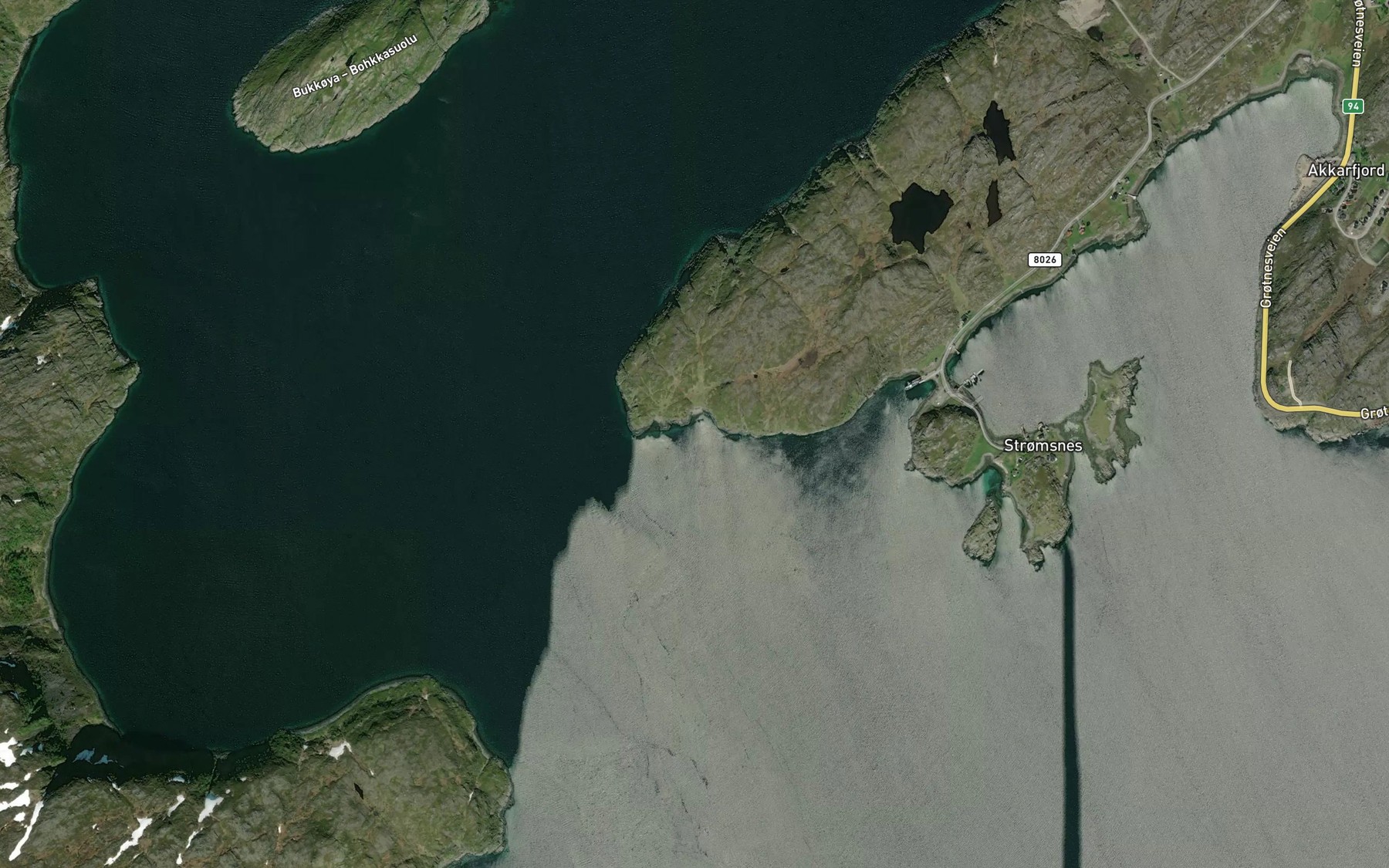 Satellite map of the Stromsnesbukta
