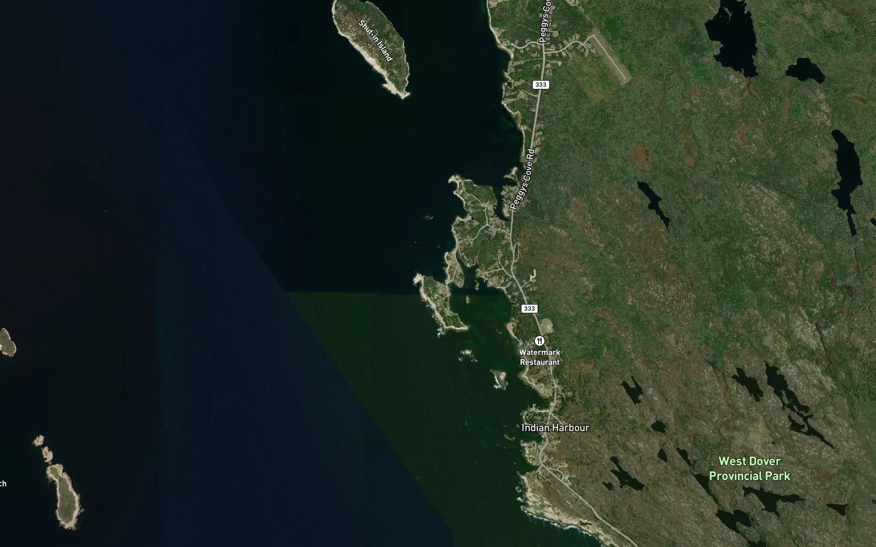 Satellite map of the Back Cove