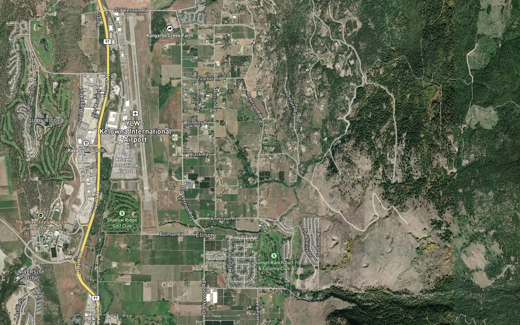 Satellite map of the Whelan Creek