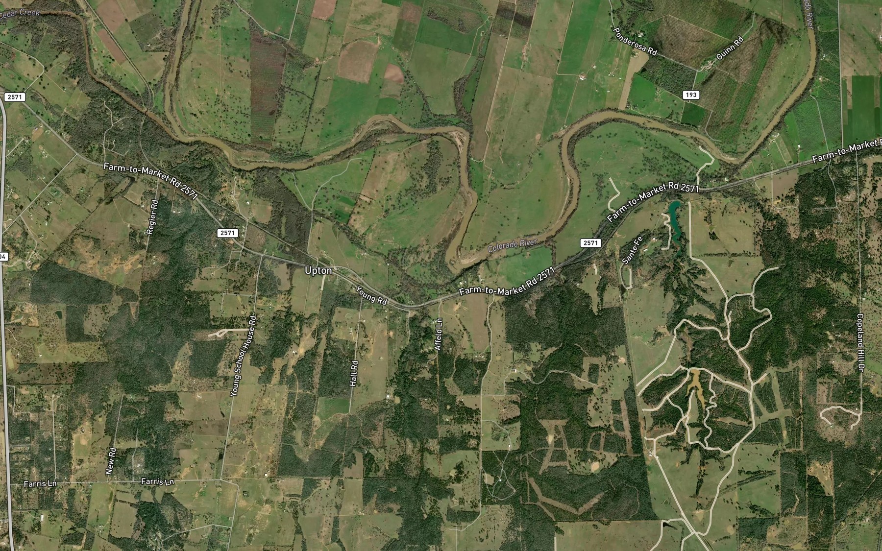 Satellite map of the Reeds Creek