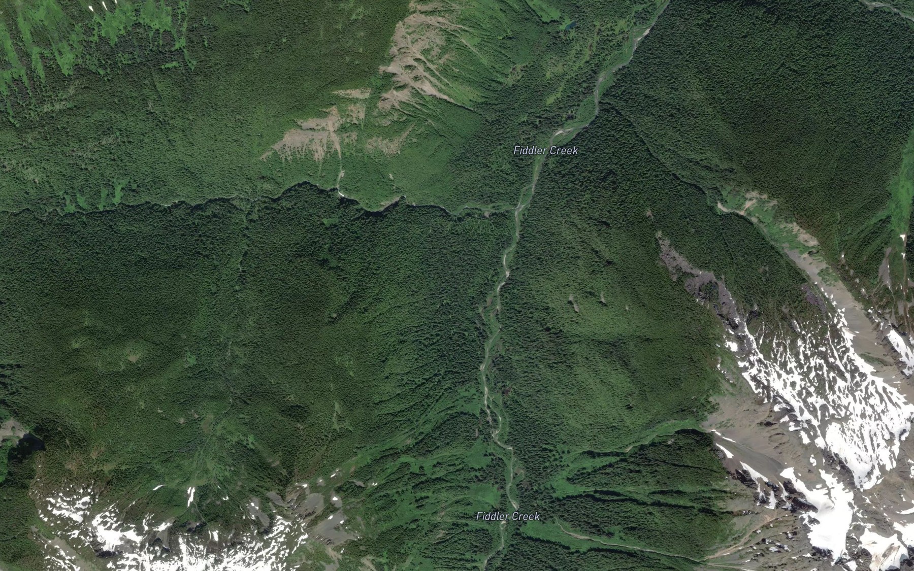 Satellite map of the Hampson Creek
