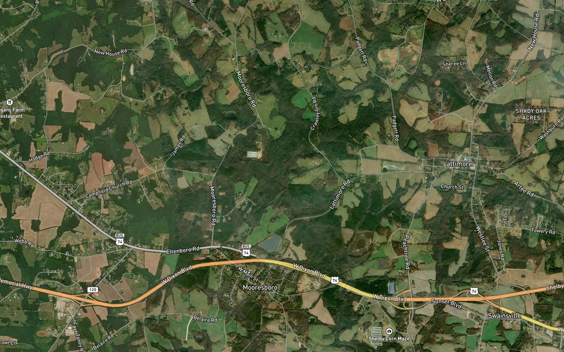 Satellite map of the West Fork Sandy Run